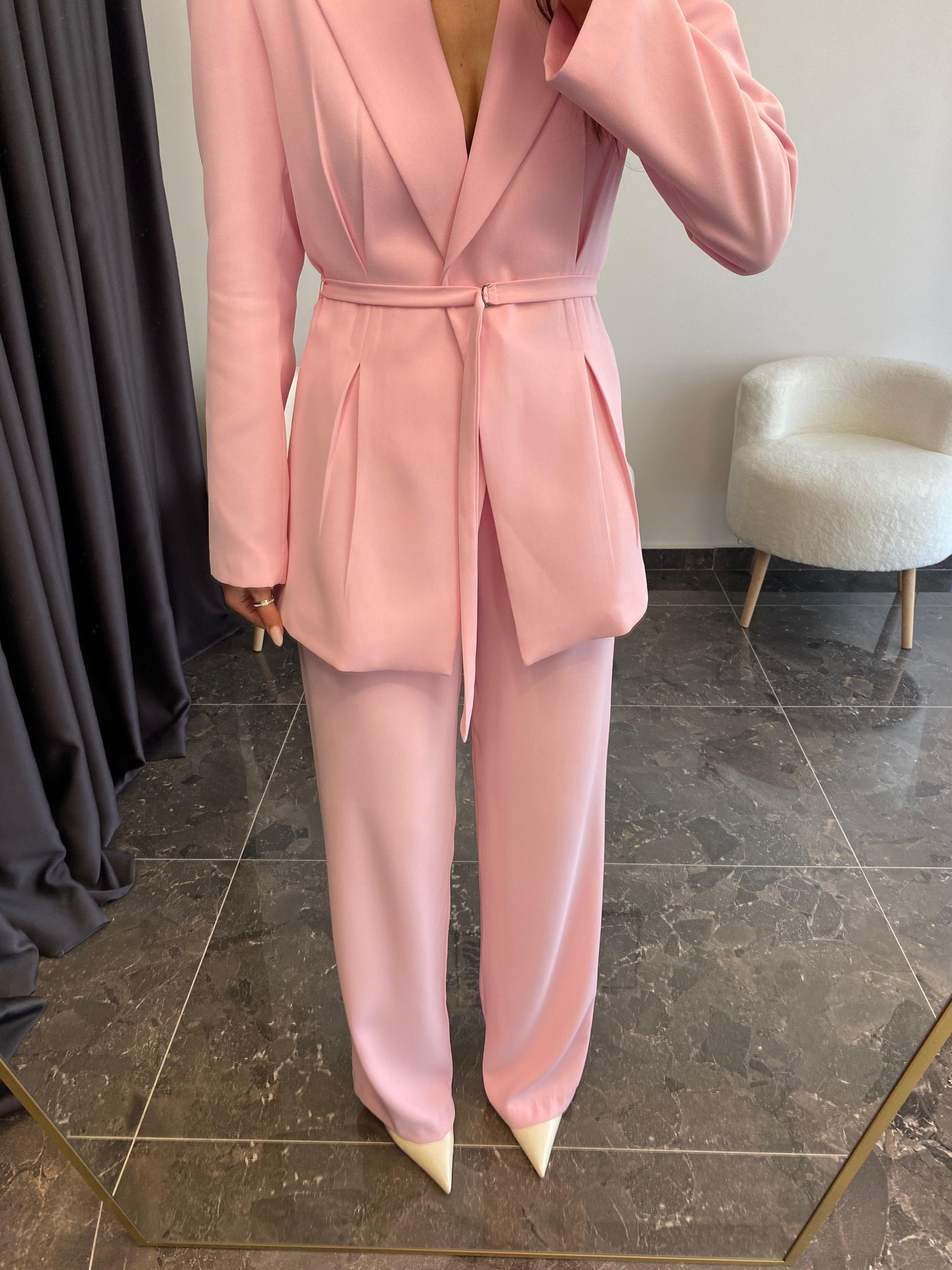 Premium Kalite Pembe Ceket Pantolon Takımı