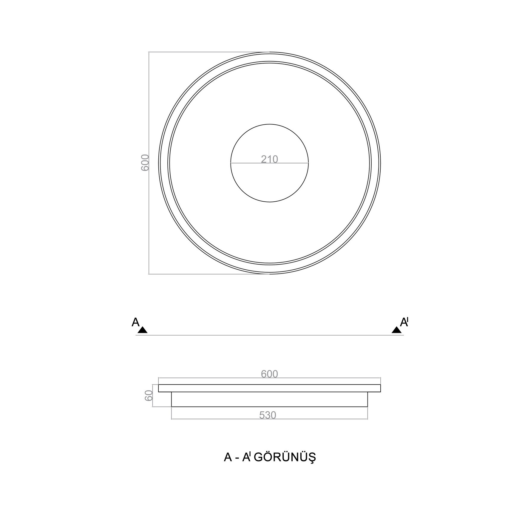 BASIS LED Ceiling Light TRA54105O Ø60cm 