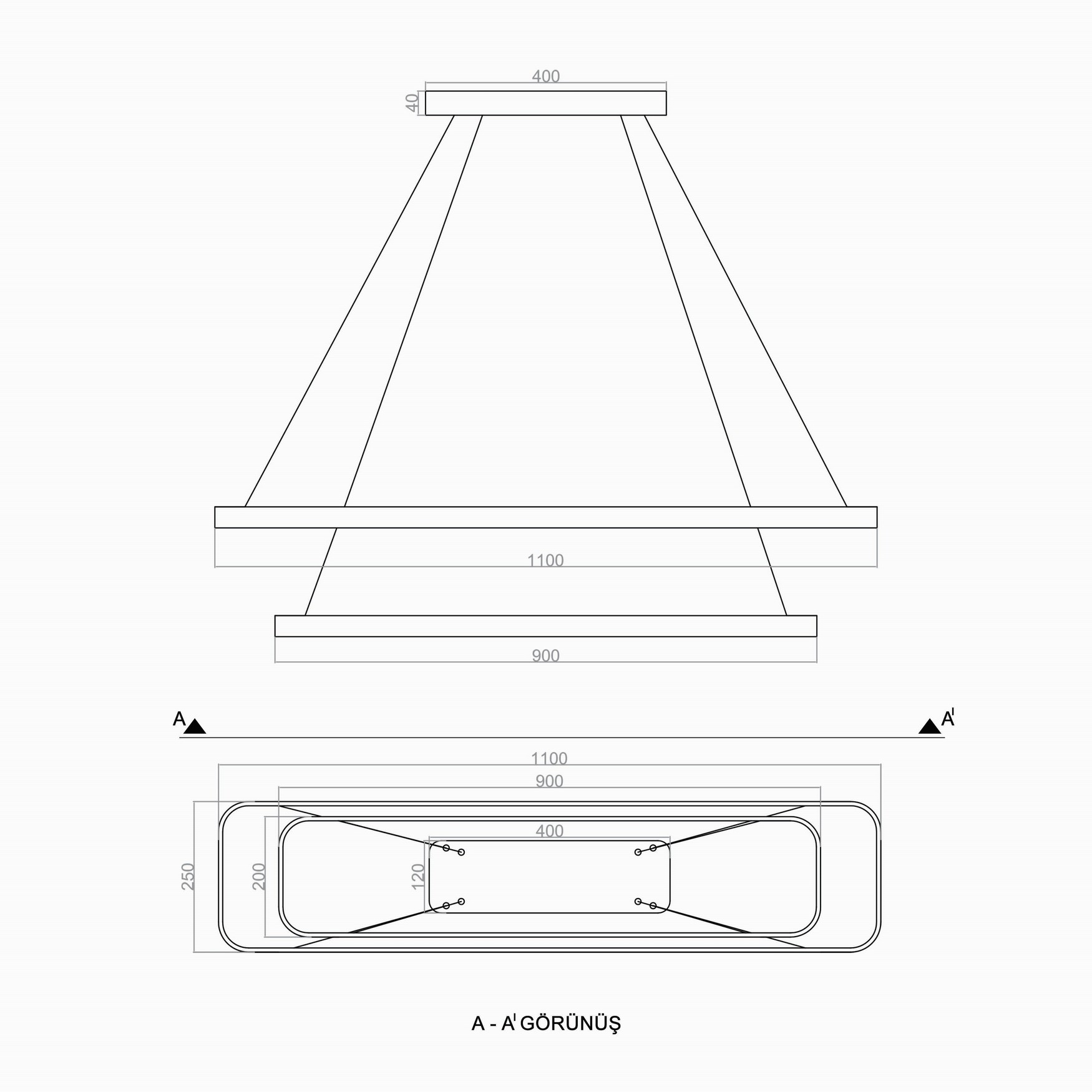 OVALKOSE LARGA LED Pendant Light TRA30022 110*25cm 