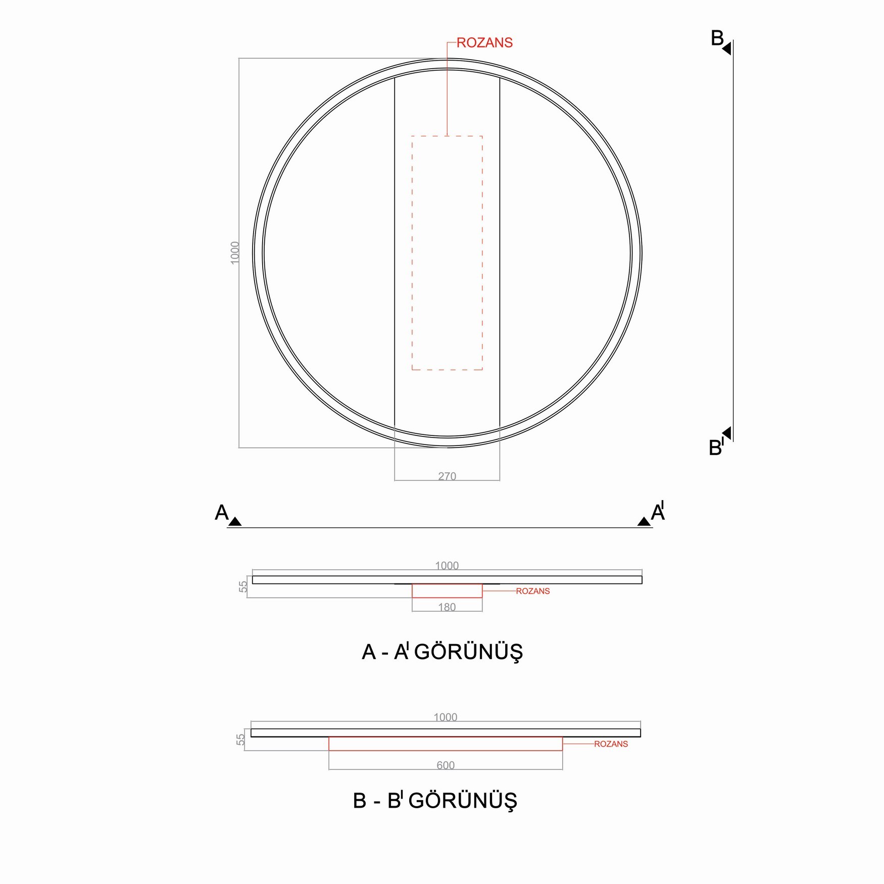 BASIS LED Ceiling Light TRA54107D Ø100cm 