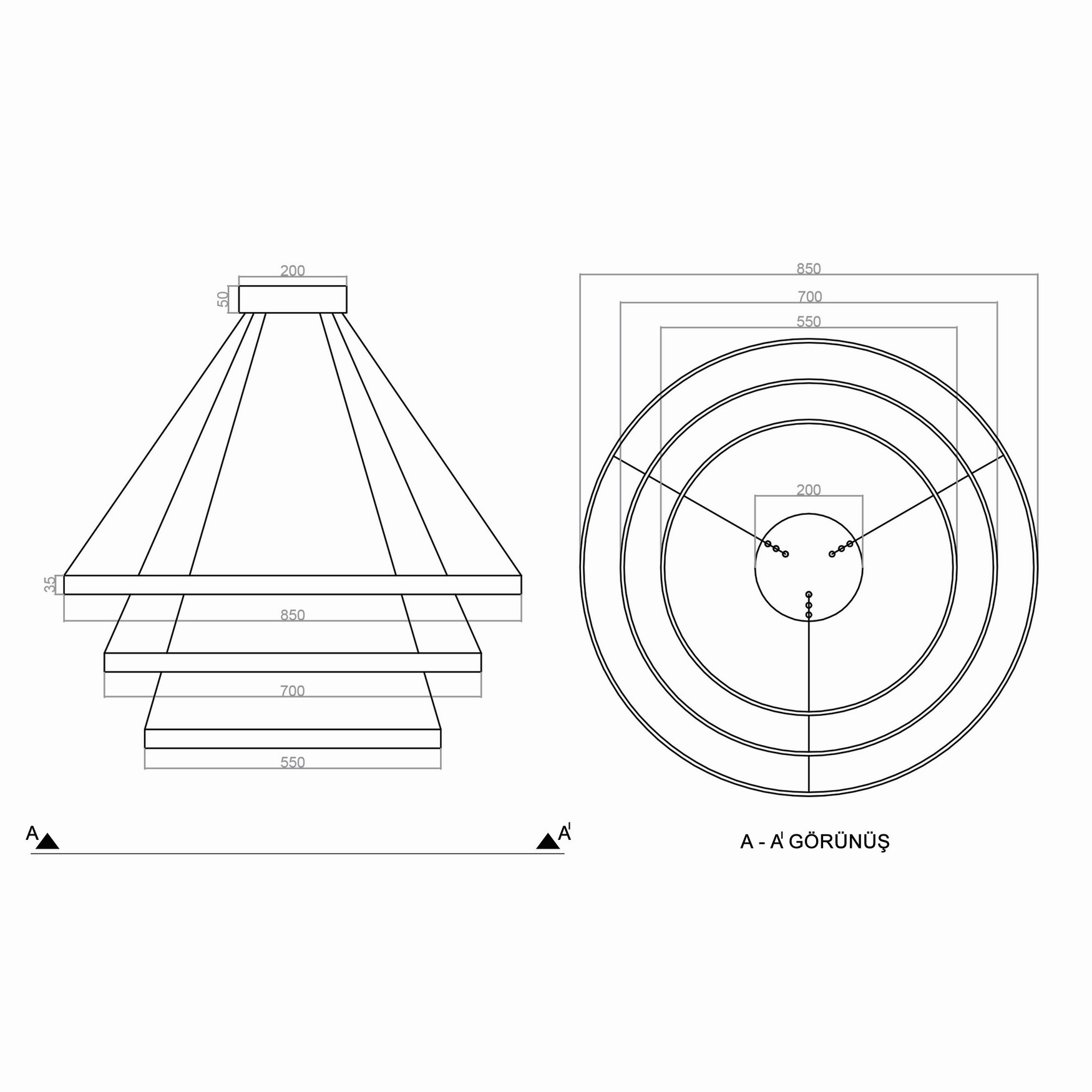 Led Avize Sarkıt LARGA TR1A110A Ø85cm