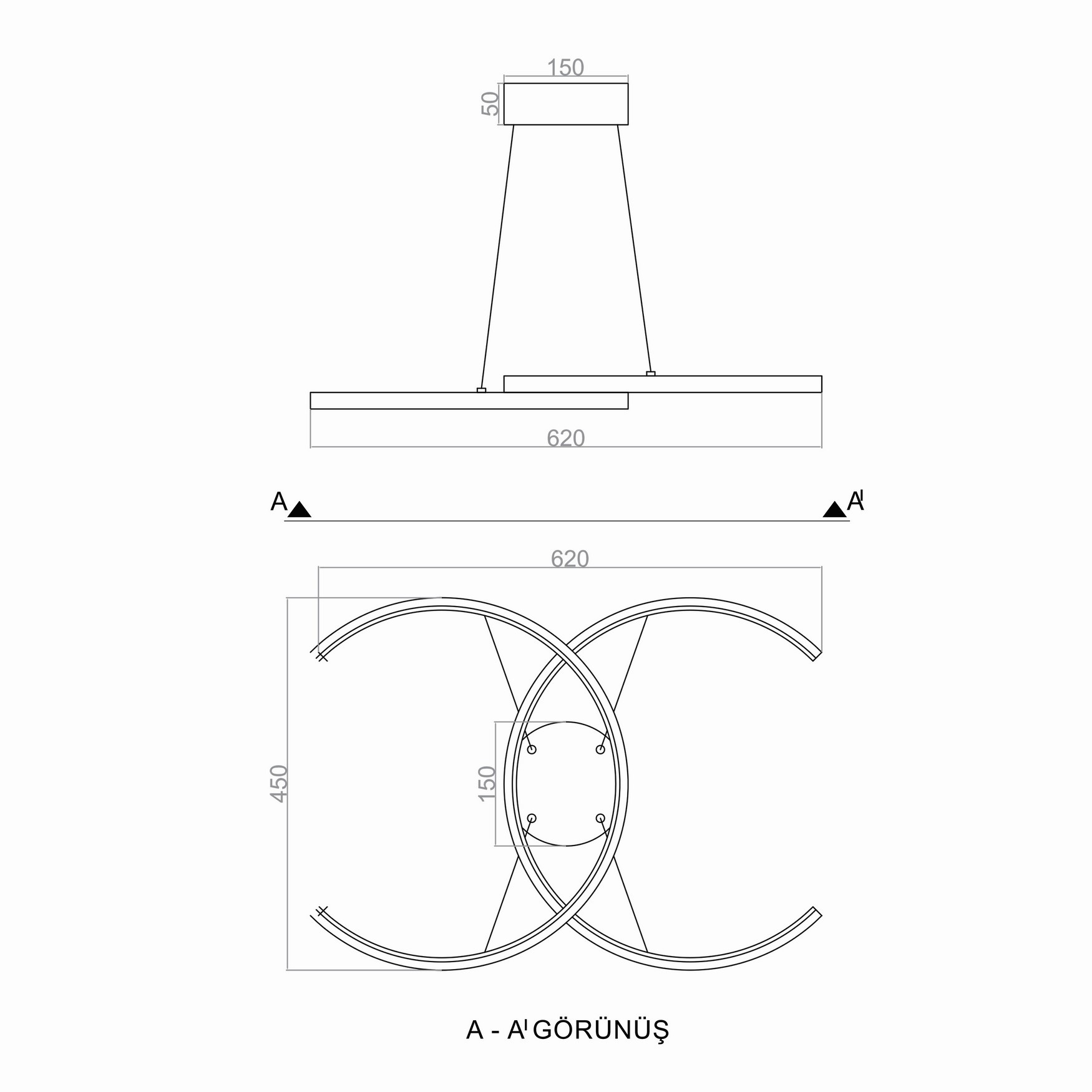 Led Avize Sarkıt SIRTA TR1A016 65*45cm