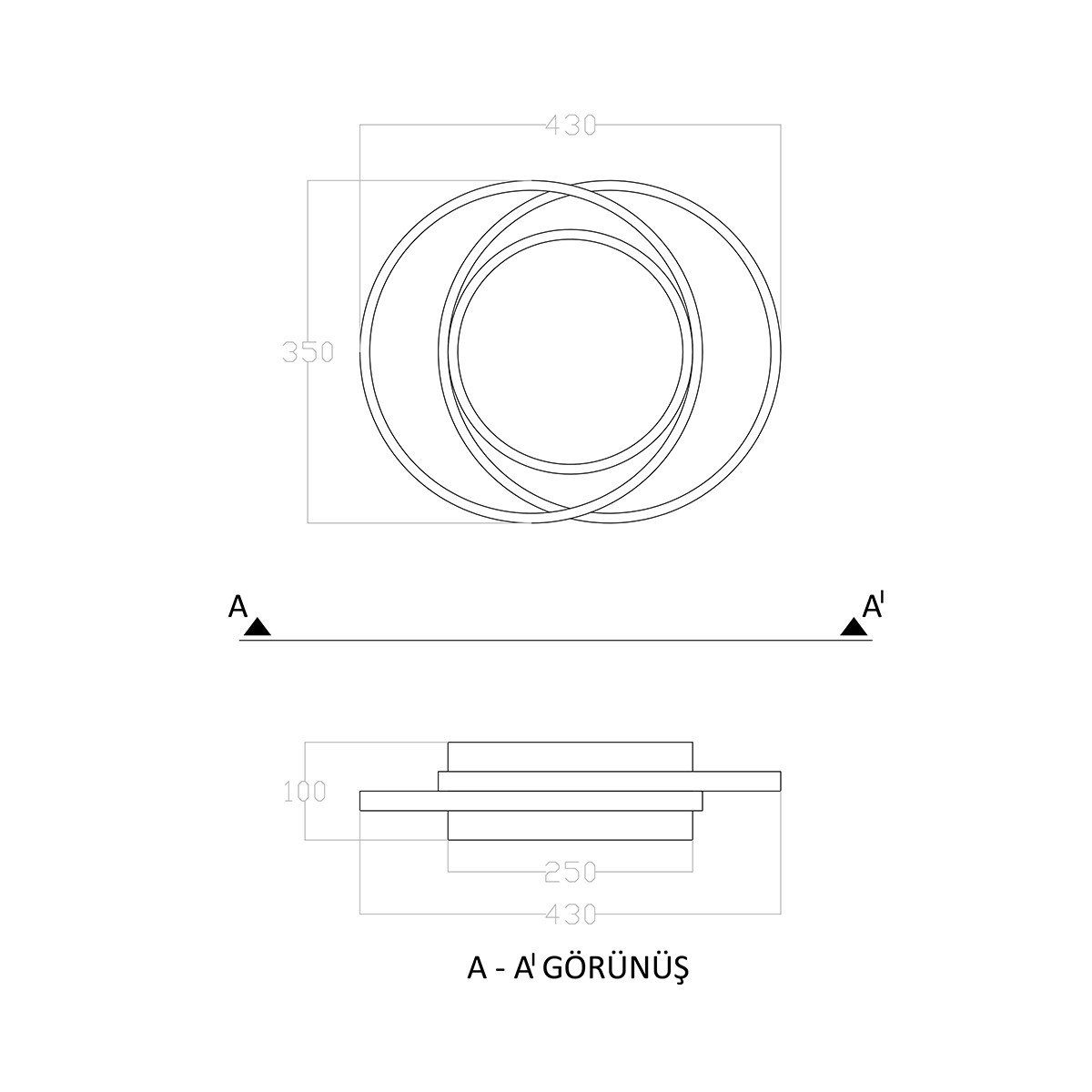 Led Avize Plafonyer DRUM2BELT TR2A027B 43*35cm