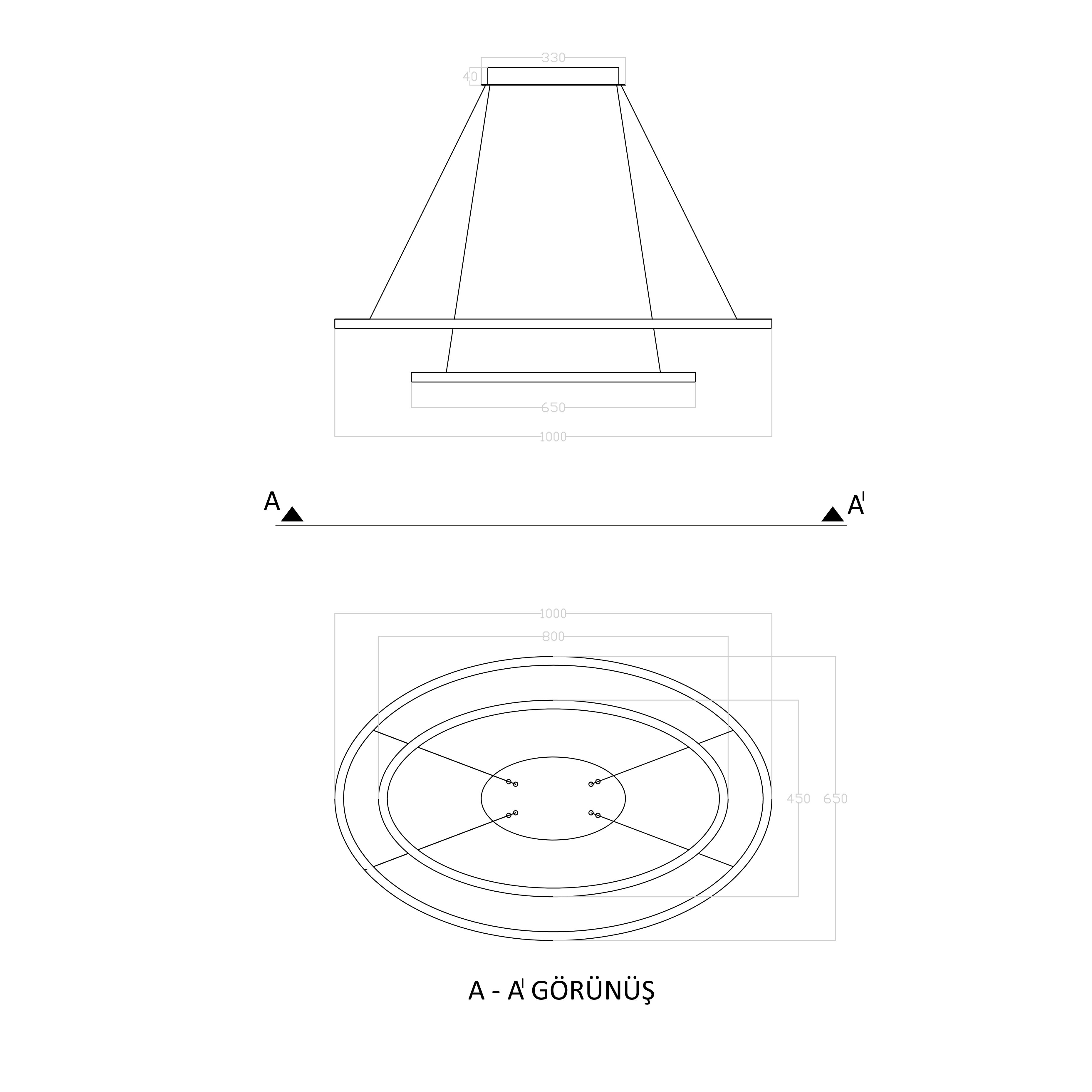 Led Avize Sarkıt OVAL CIRKEL TR1A192 100*65cm