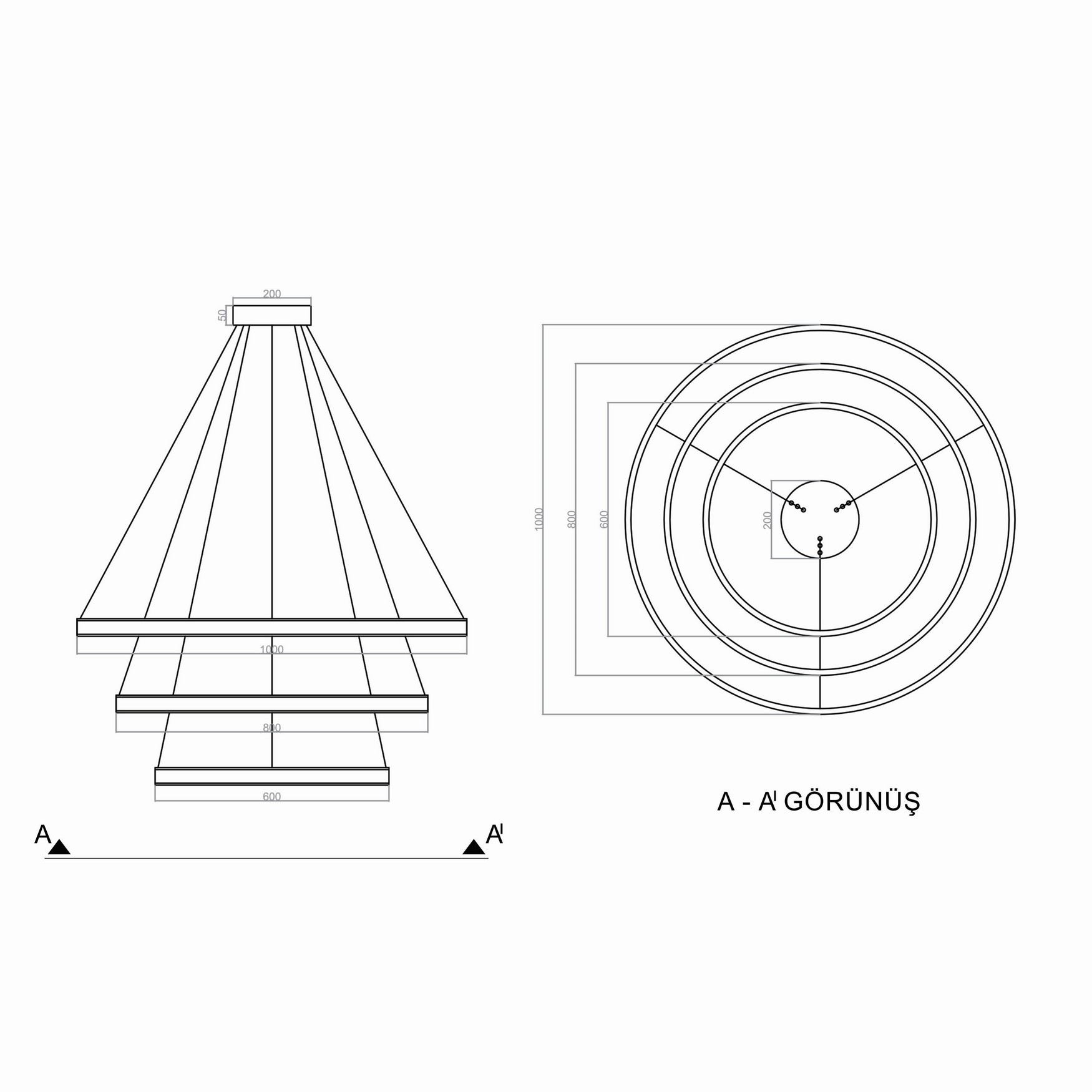 Led Avize Sarkıt NEPTUN TR1A119 Ø100cm