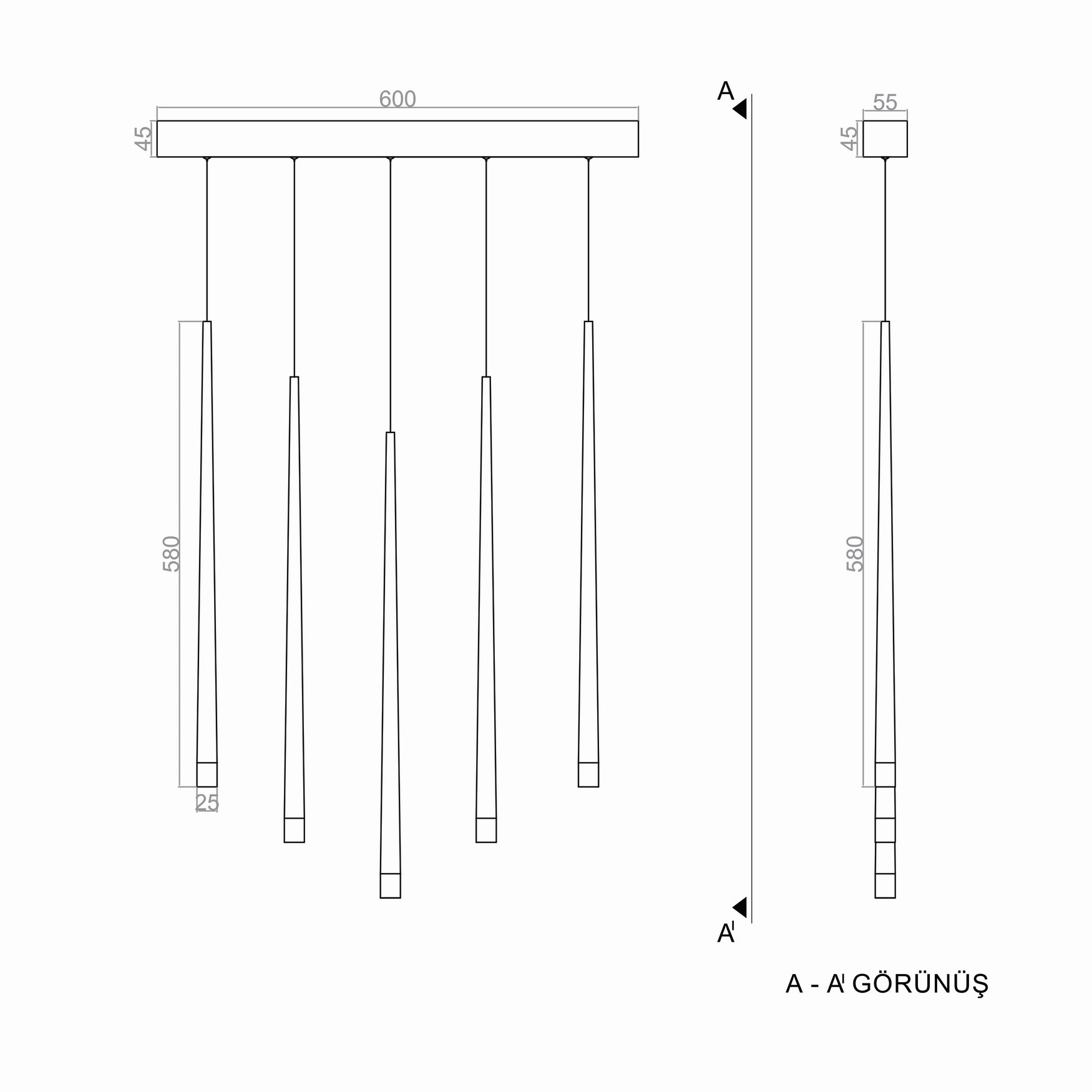 Led Avize Sarkıt LONG CLARION TR1A146 5*52cm