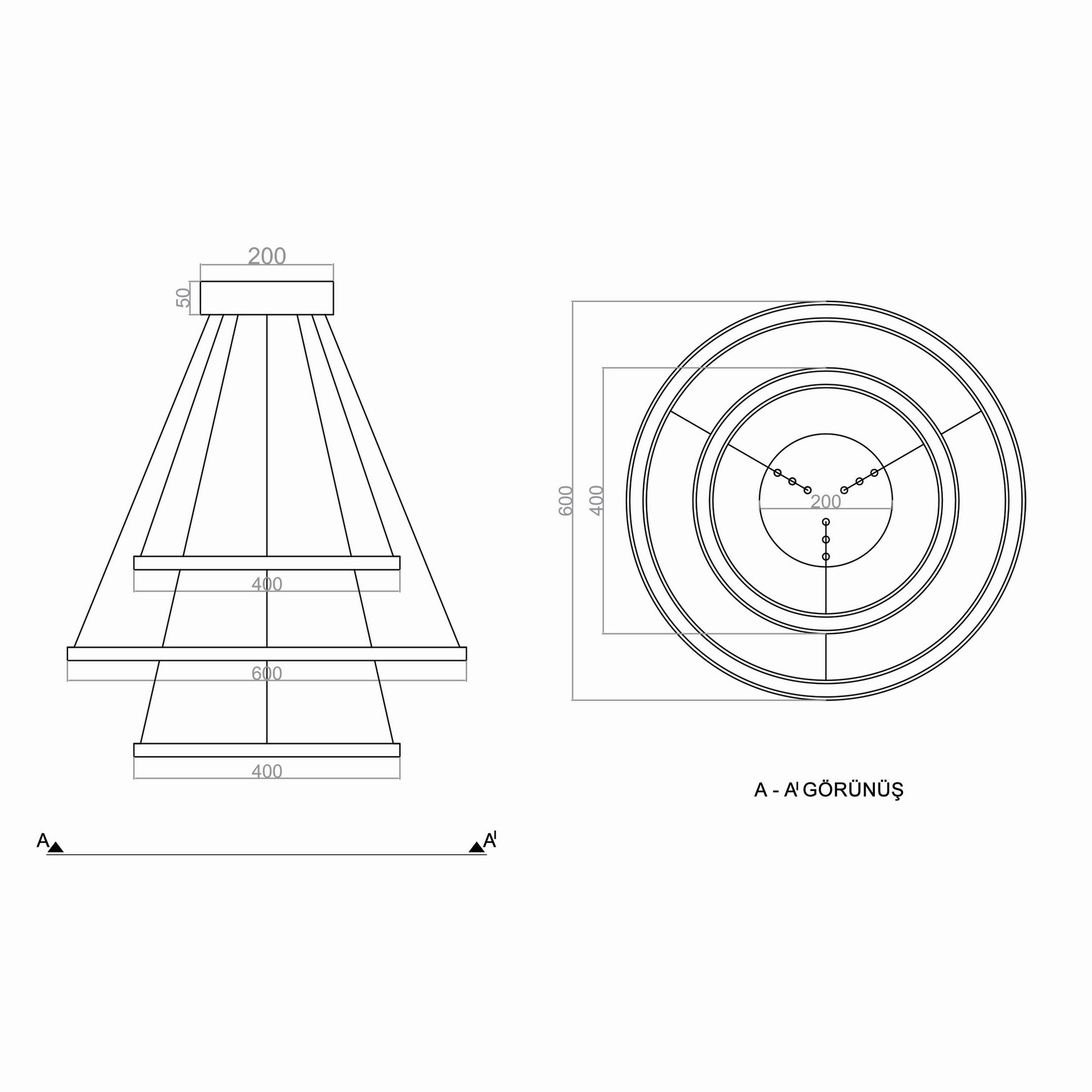 Led Avize Sarkıt SATURN TR1A077A Ø60cm