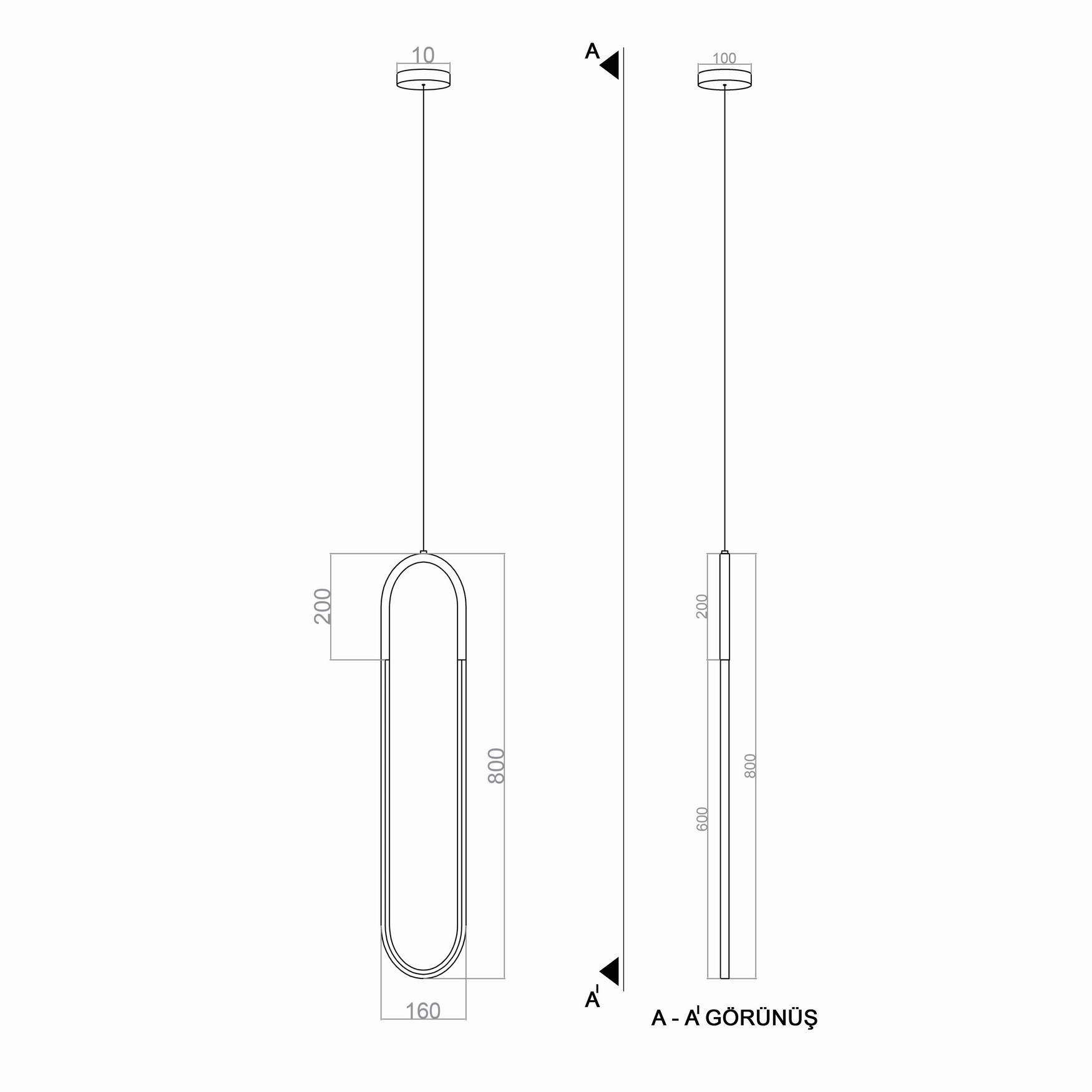 Led Avize Sarkıt MINI PARKUR TR1A090 80*16cm