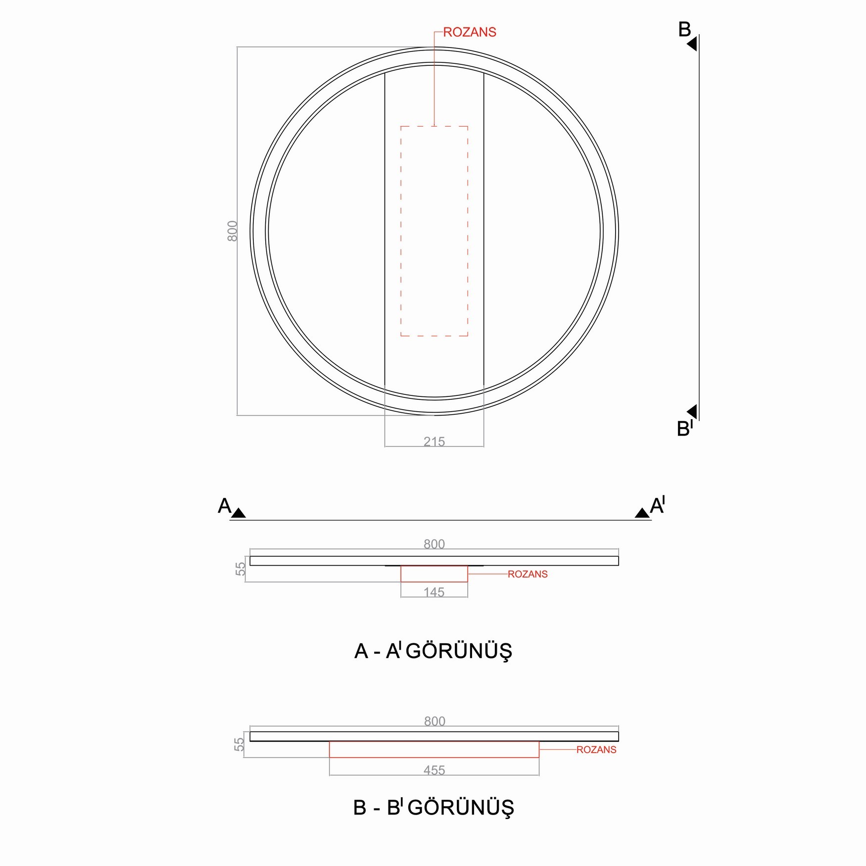 BASIS LED Ceiling Light TRA54106D Ø80cm 