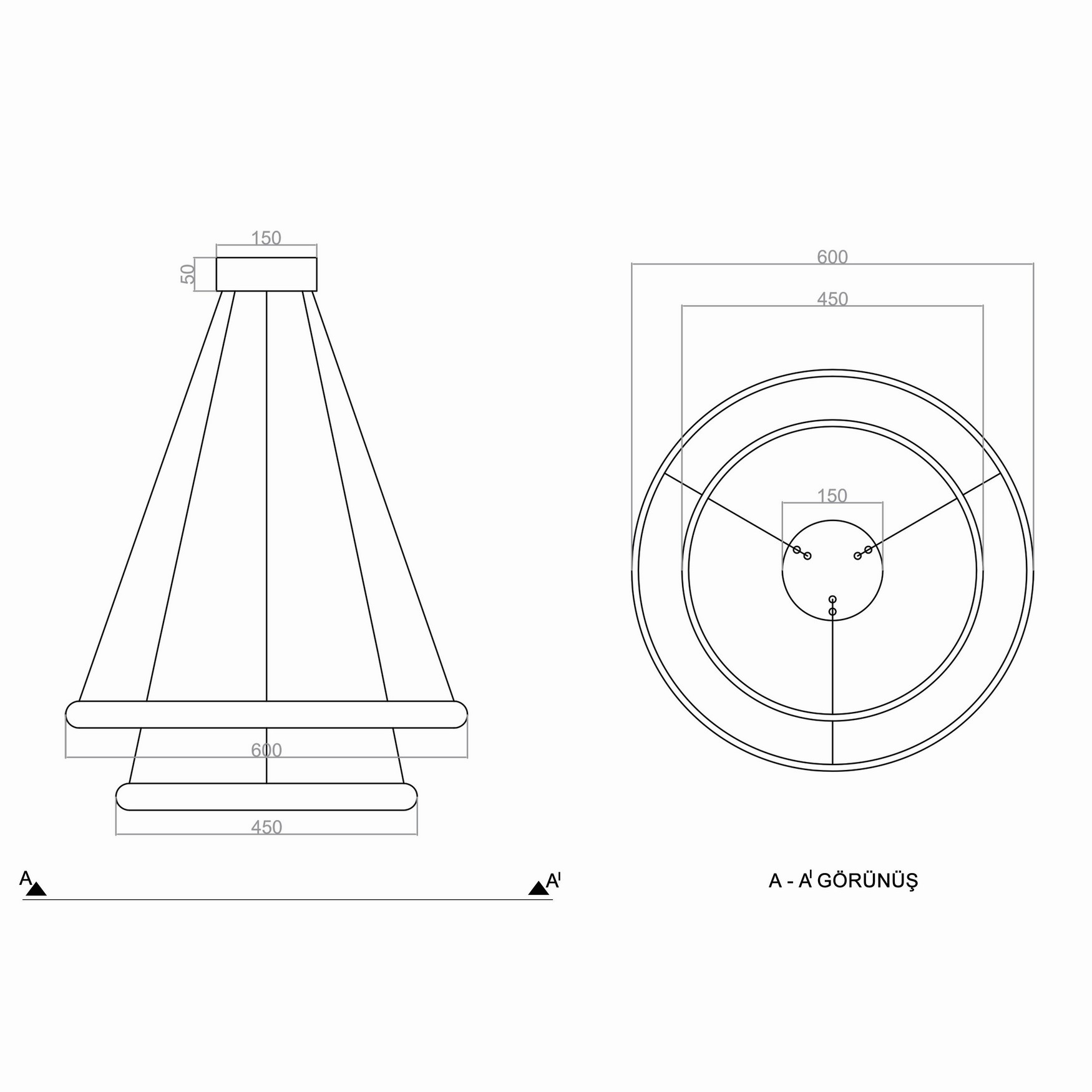 Led Avize Sarkıt VISGRAAT TR1A098 Ø60cm