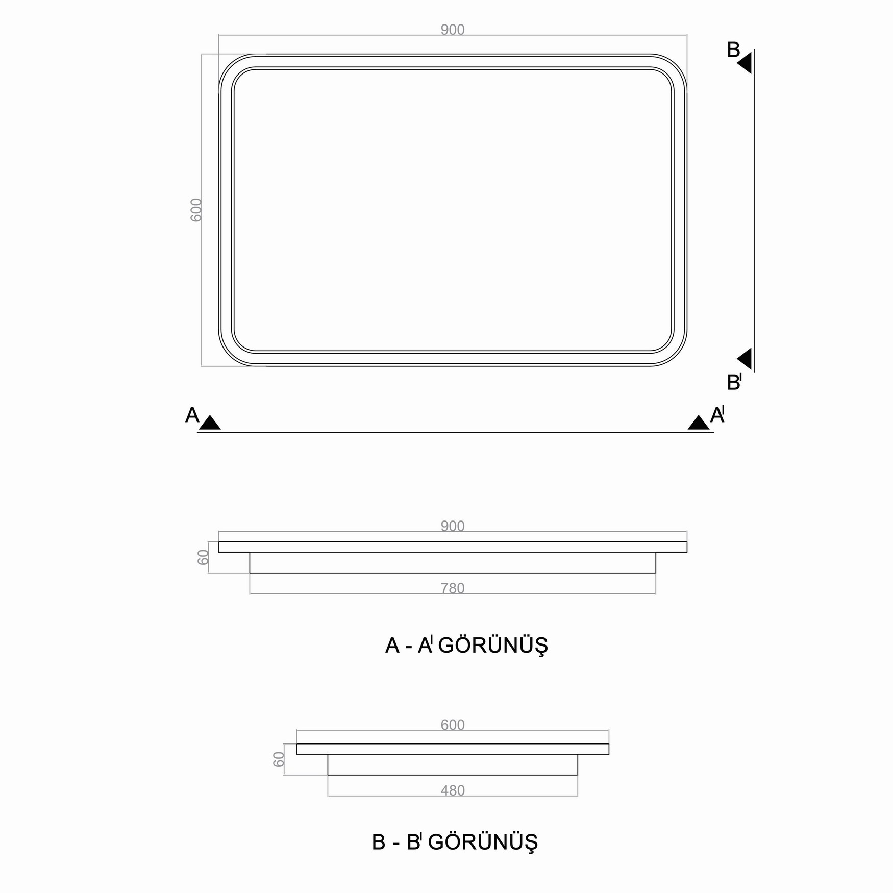 BASIS LED Ceiling Light TRA54103 90*60cm 