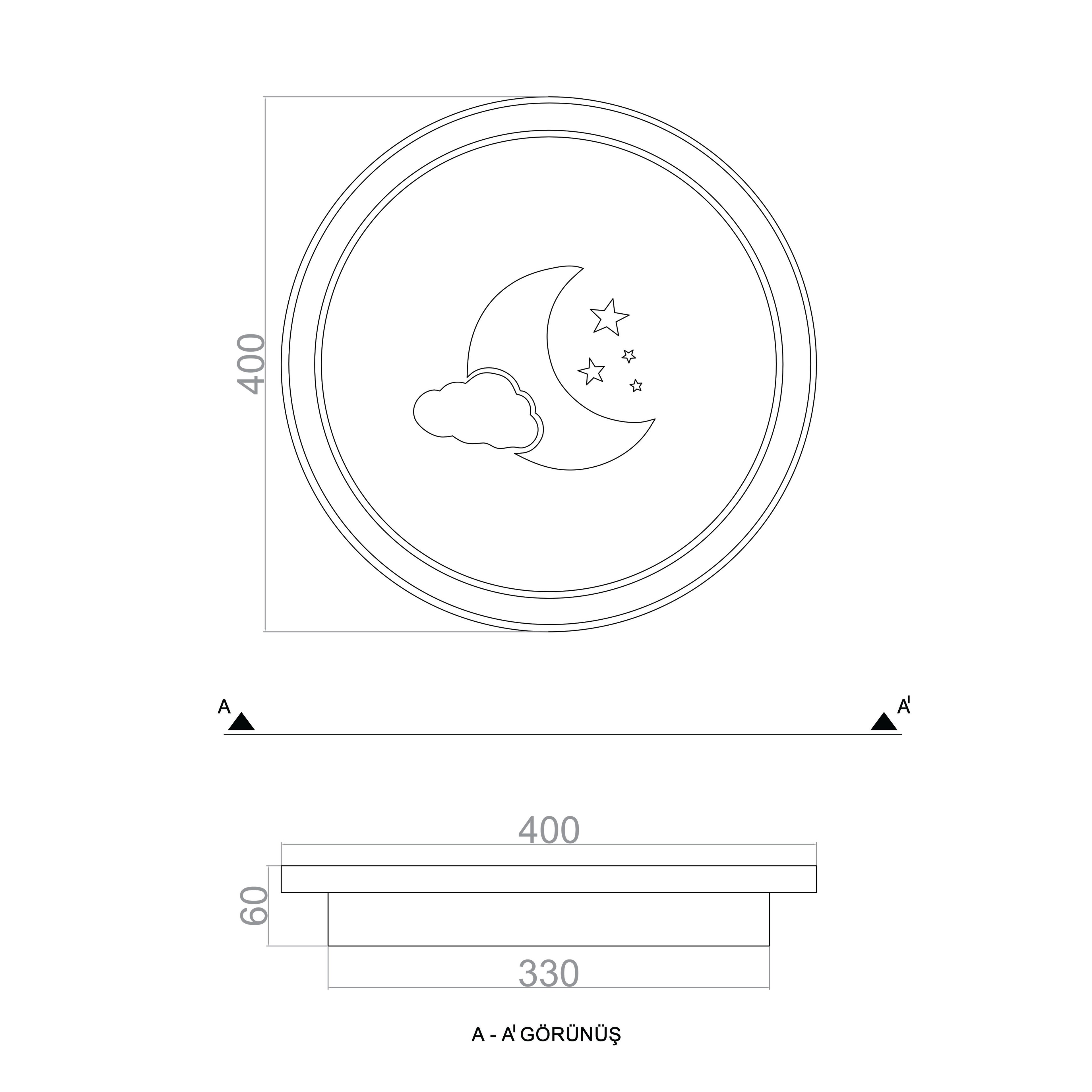 BASIS LED Ceiling Light TRA54104B Ø40cm 