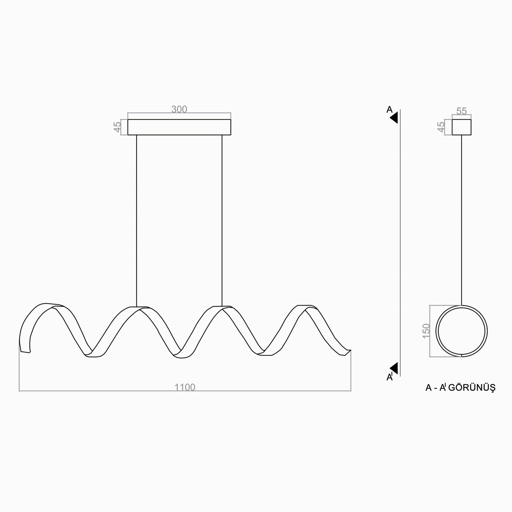 SPIRAL LARGA LED Pendant Light TRA80012 110cm 