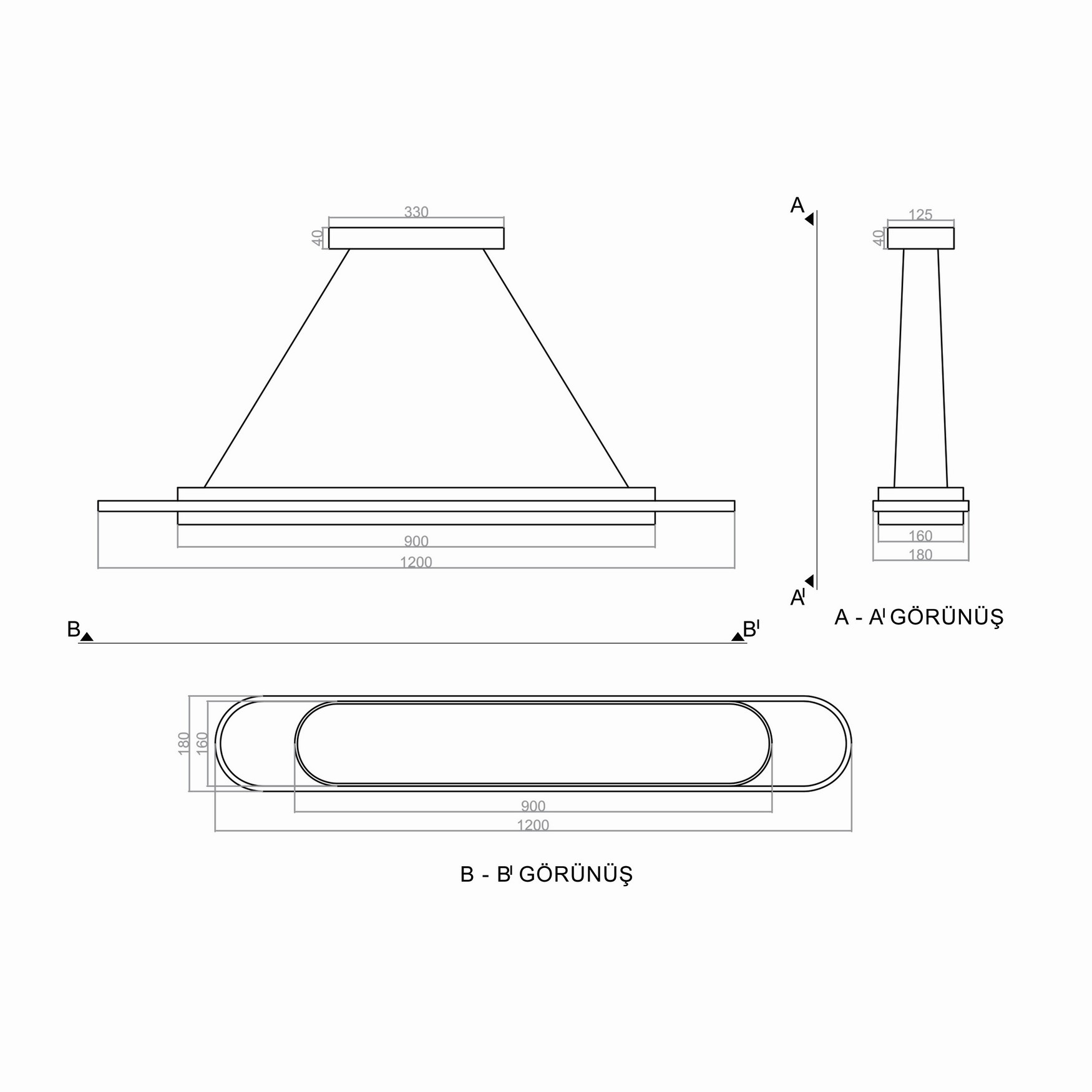 LONG DRUMBELT LED Pendant Light TRA34203S 120*18cm 