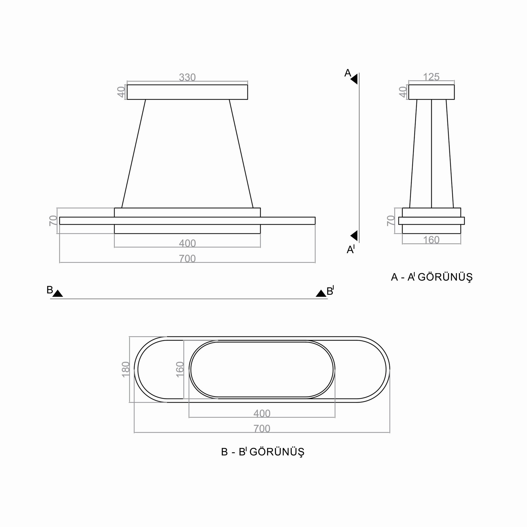 Led Avize Sarkıt LONG DRUMBELT TR1A045 70*18cm