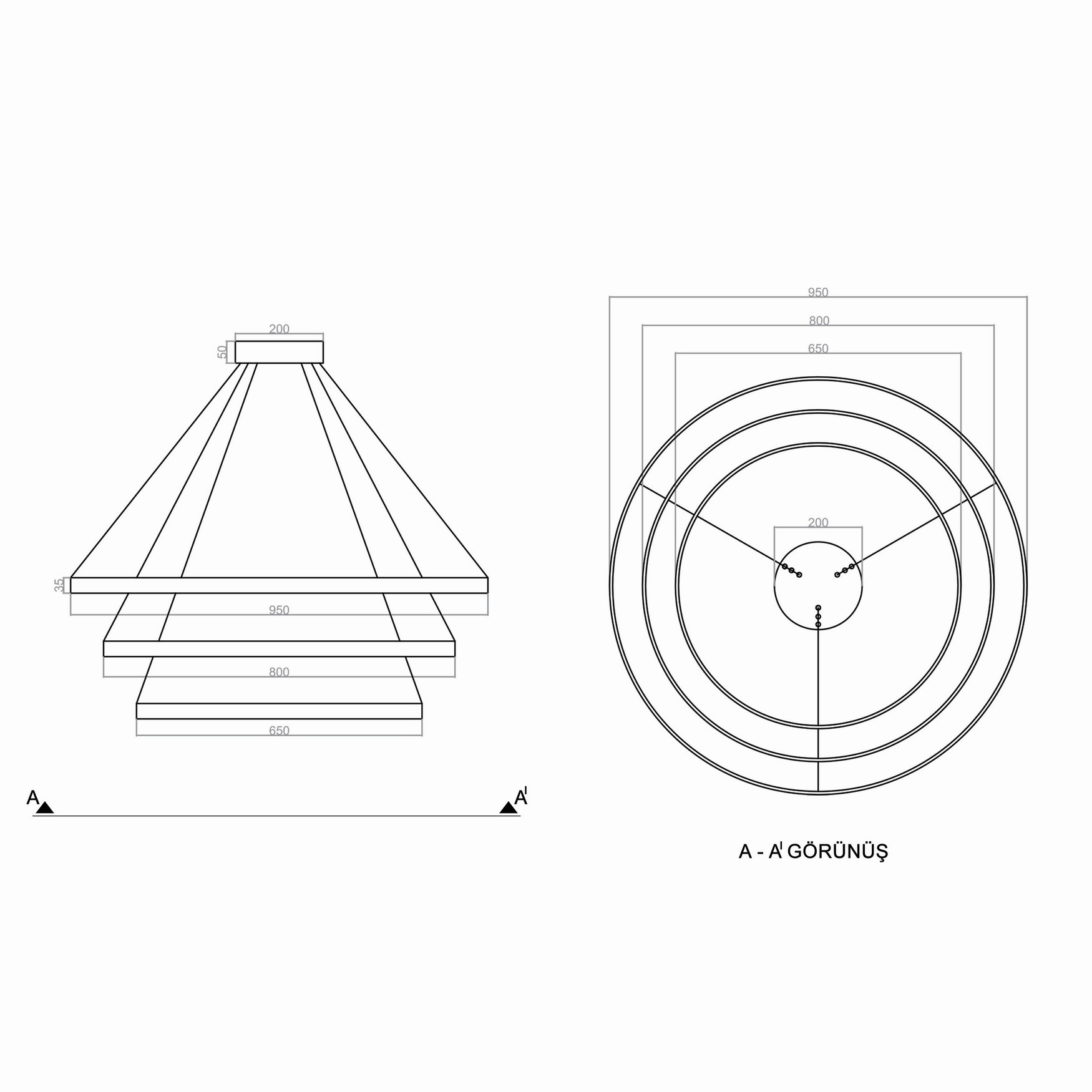 Led Avize Sarkıt LARGA TR1A110B Ø95cm