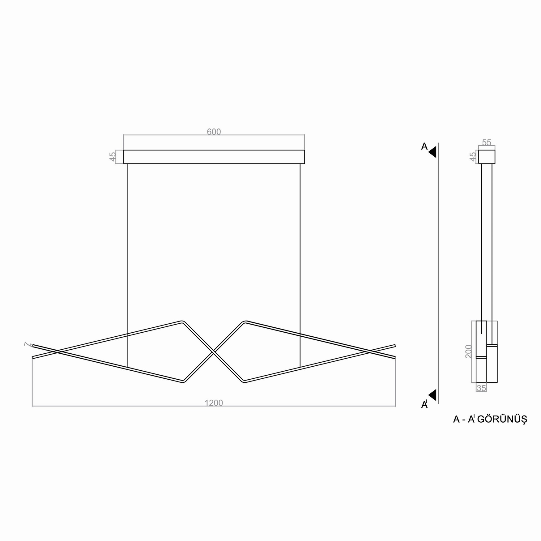 Led Avize Sarkıt MAKAS LARGA TR1A116 120cm