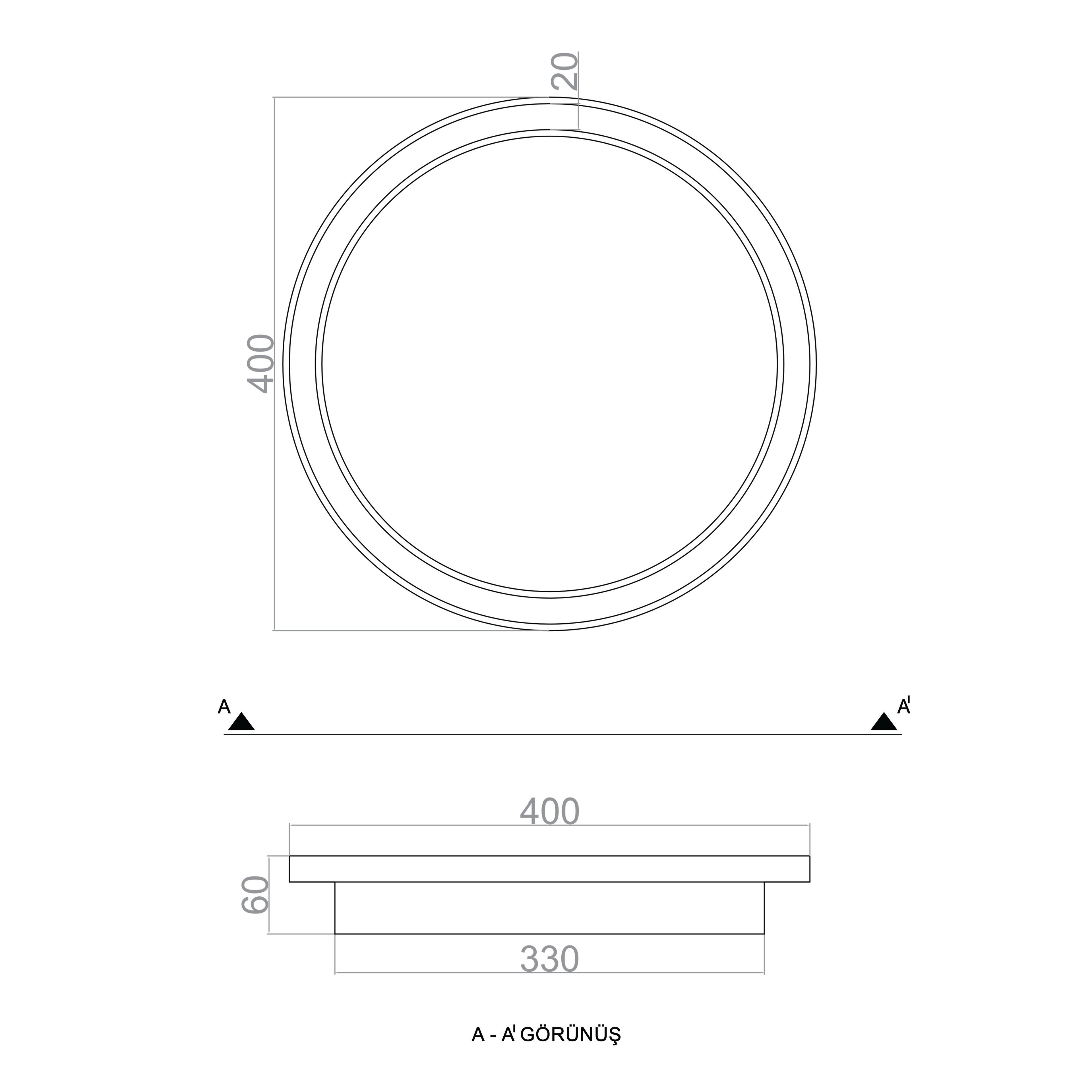 Led Avize Plafonyer BASIS TR2A001A Ø40cm