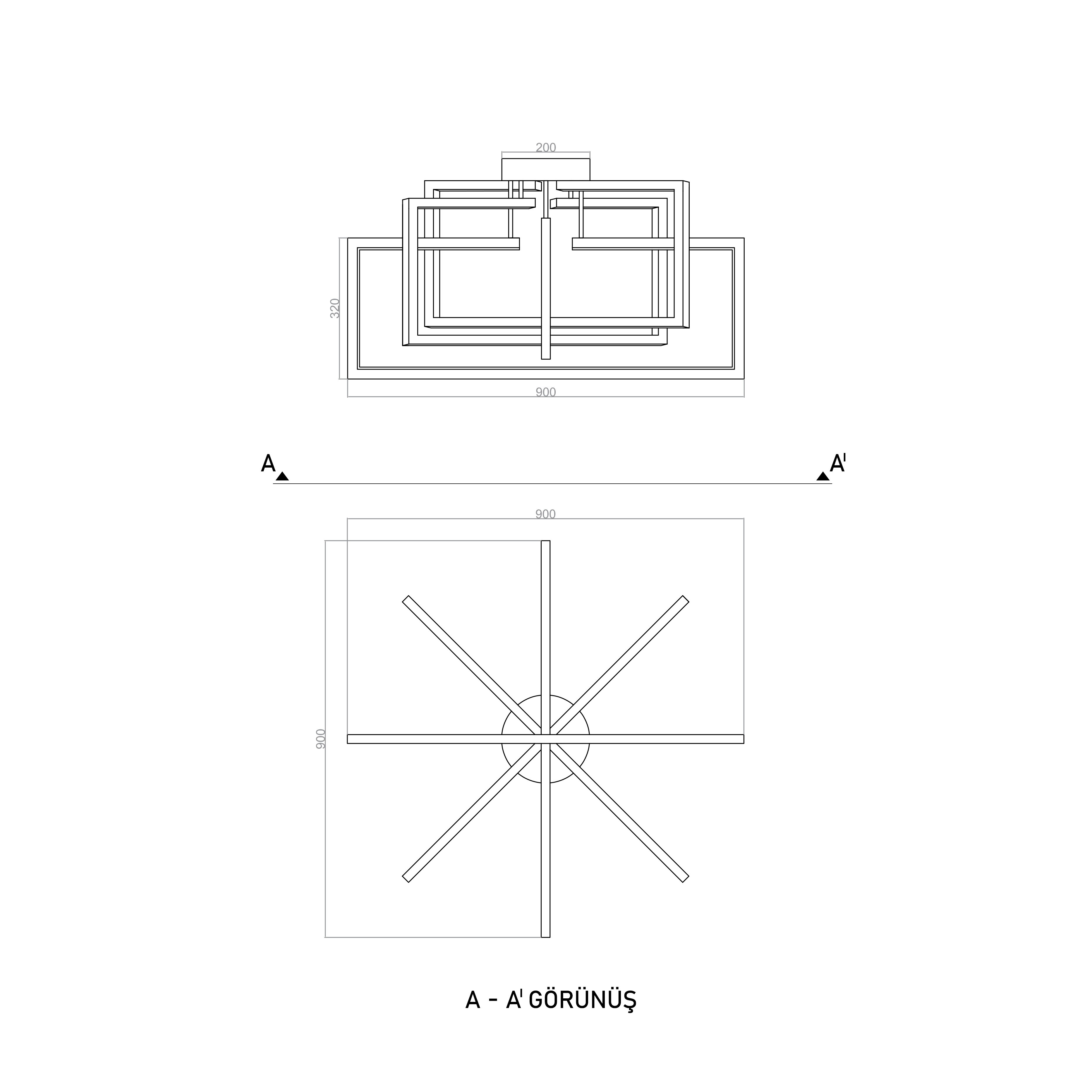 Led Avize Plafonyer CAGE TR2V045 PRO 4*(90*32cm)