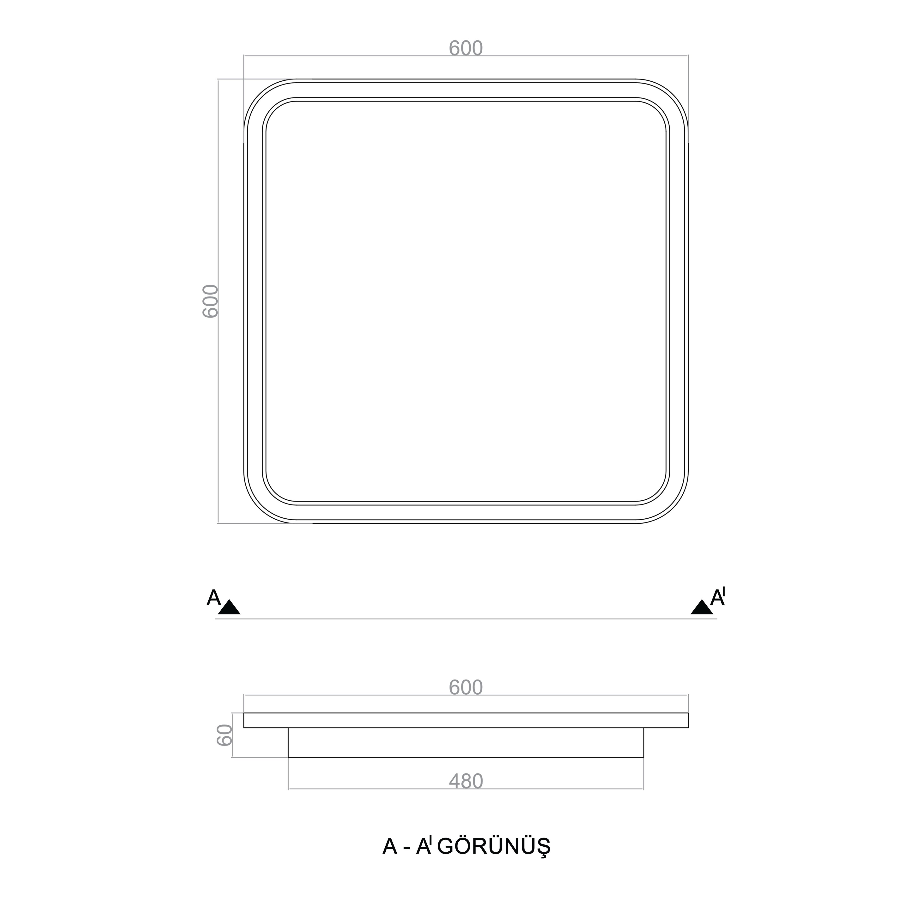 BASIS LED Ceiling Light TRA54101 60*60cm 