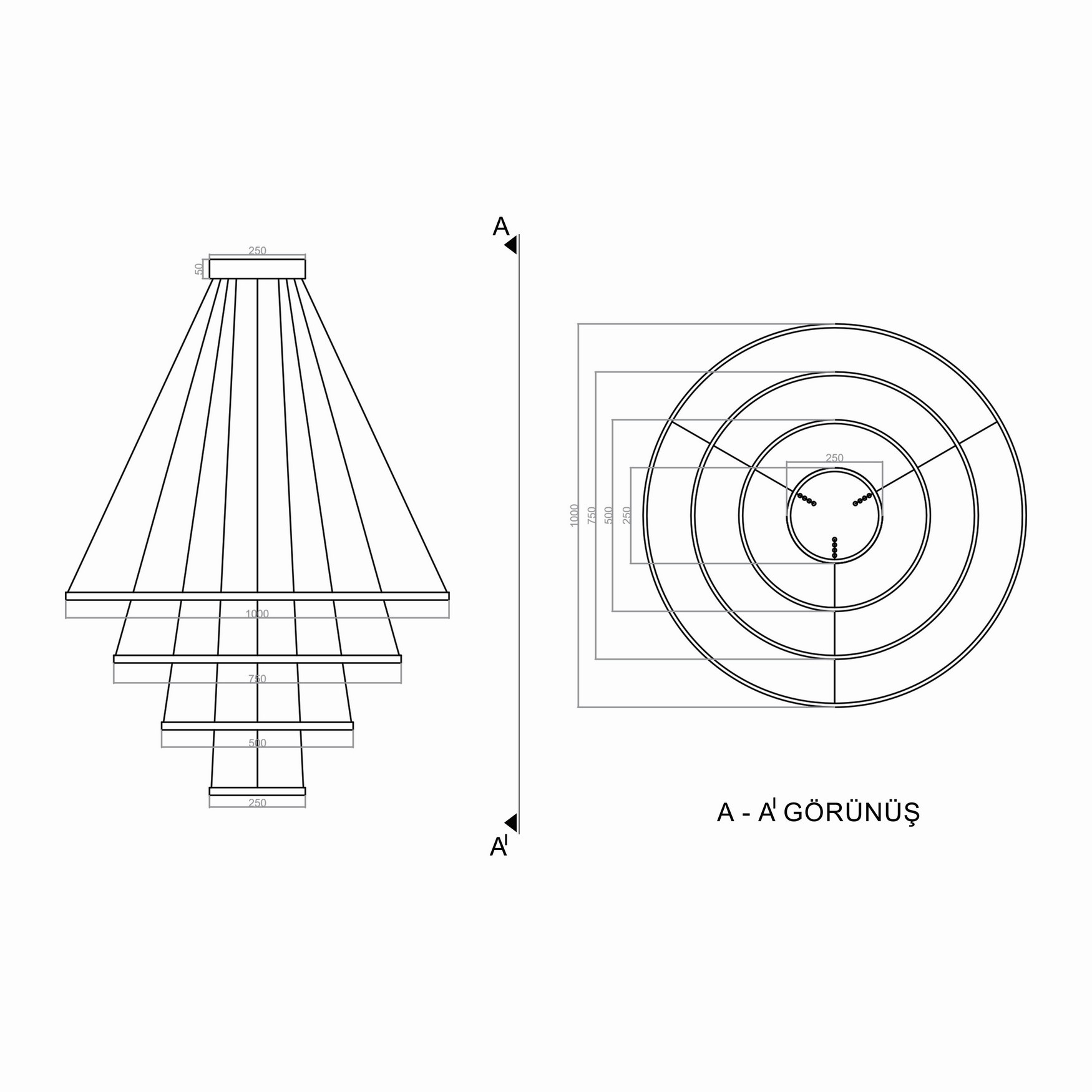 Led Avize Sarkıt MINI4 TR1A006 Ø100cm