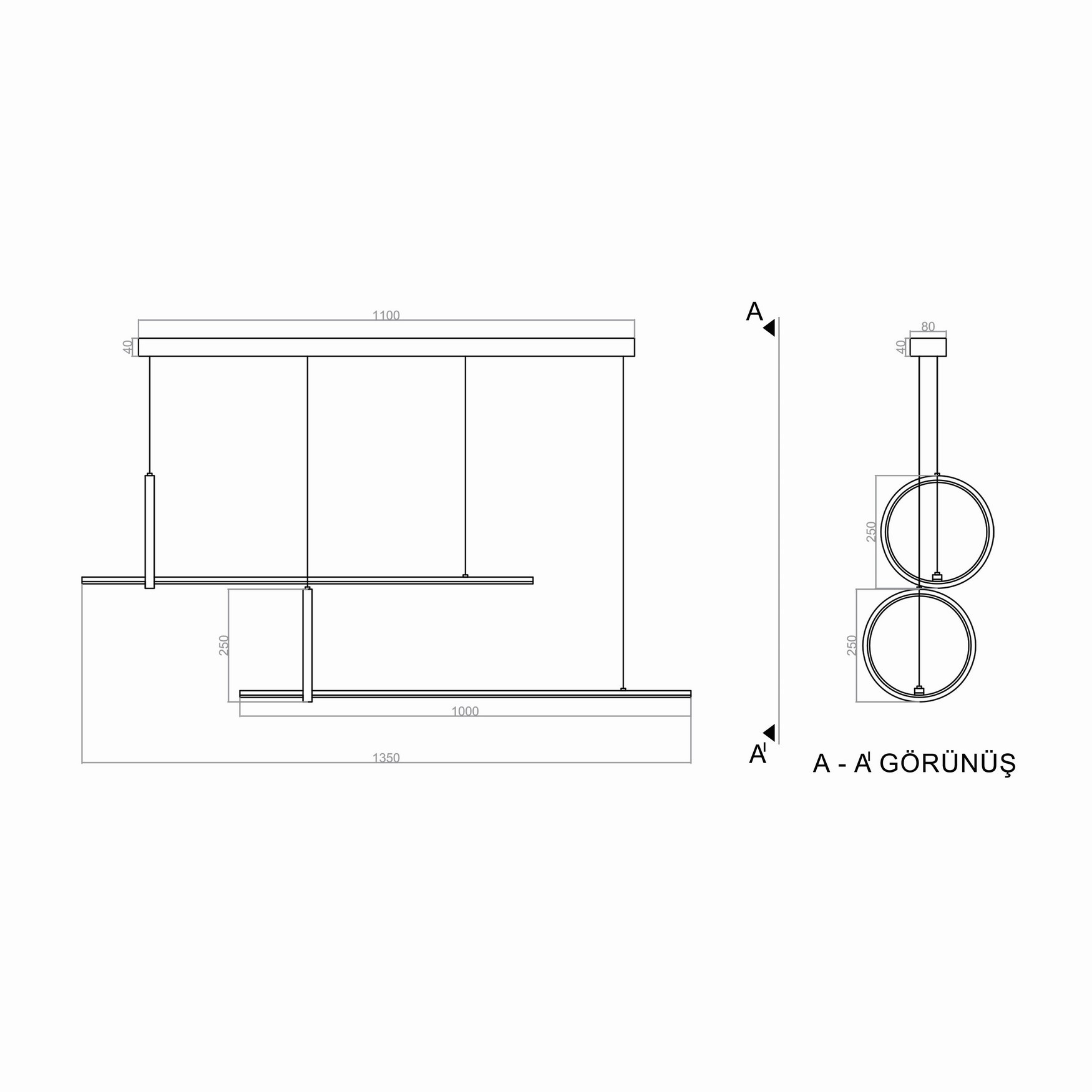 Led Avize Sarkıt ON2 TR1A022 120*40cm