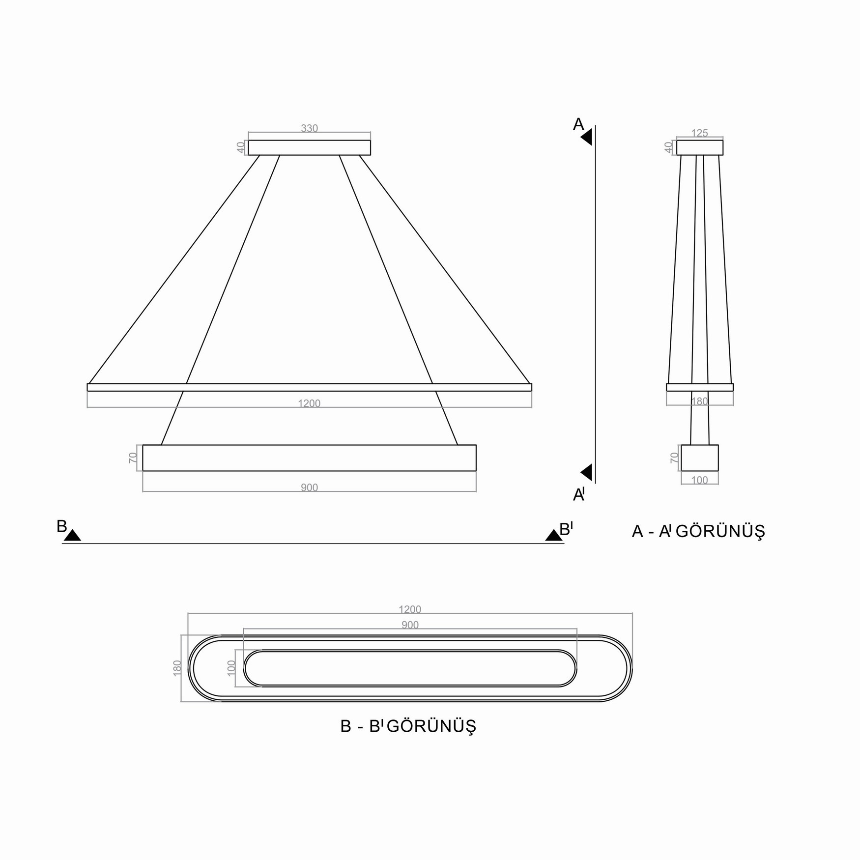 Led Avize Sarkıt LONG DRUMBELT TR1A046 120*18cm