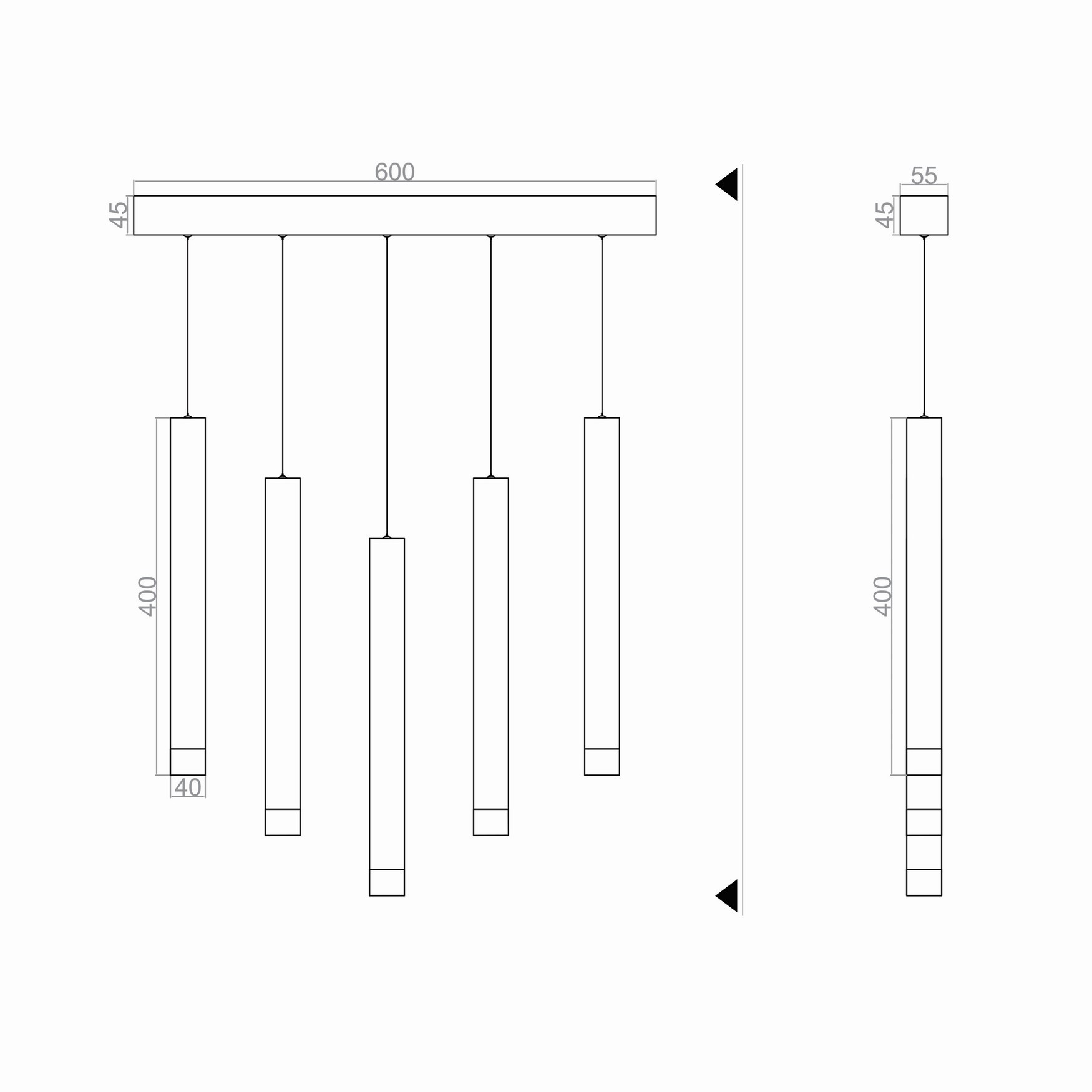 Led Avize Sarkıt LONG GRANDETUBO TR1A149 5*Ø40mm