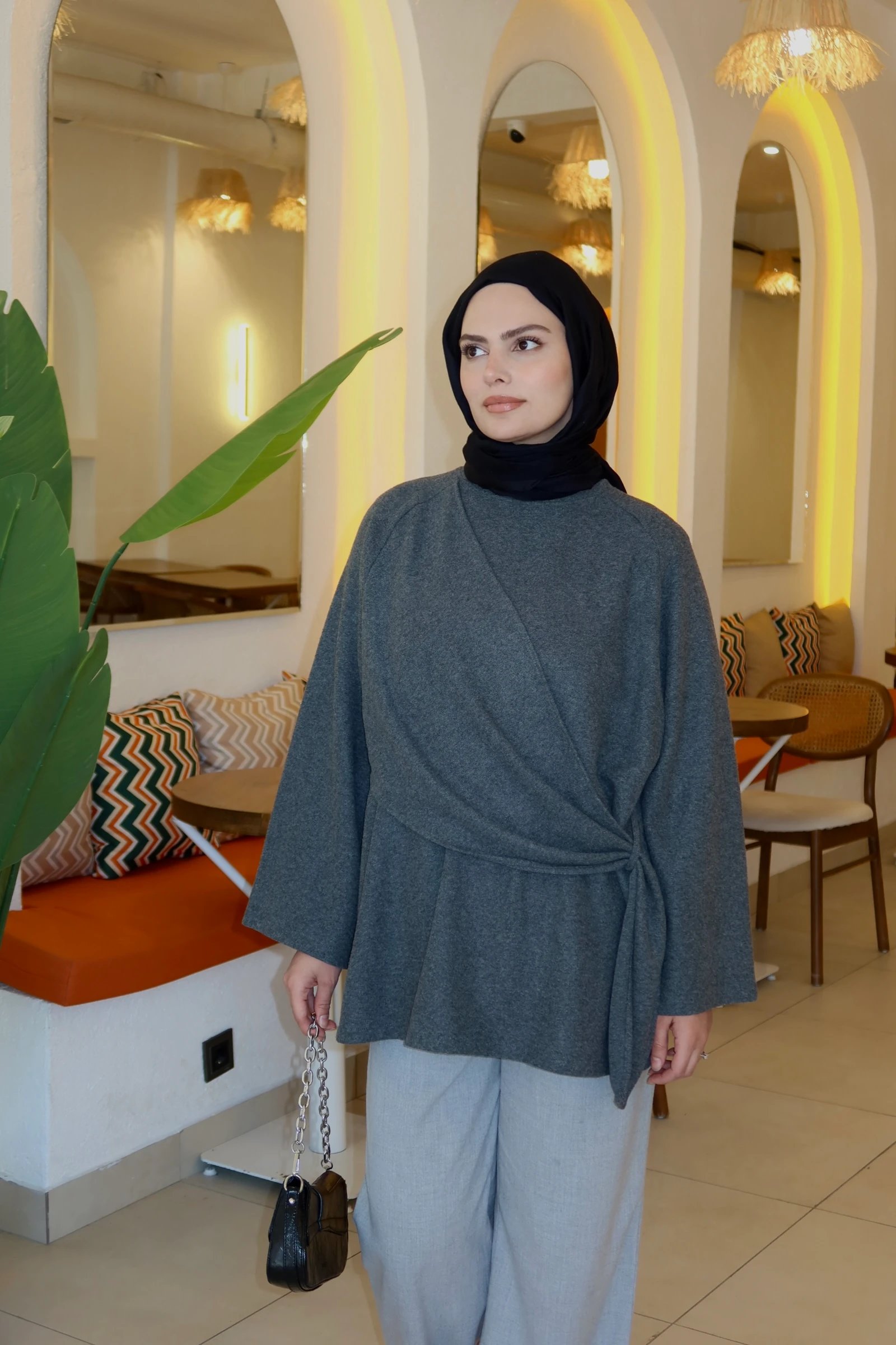 Siena Kuşaklı Kazak - ANTRASİT