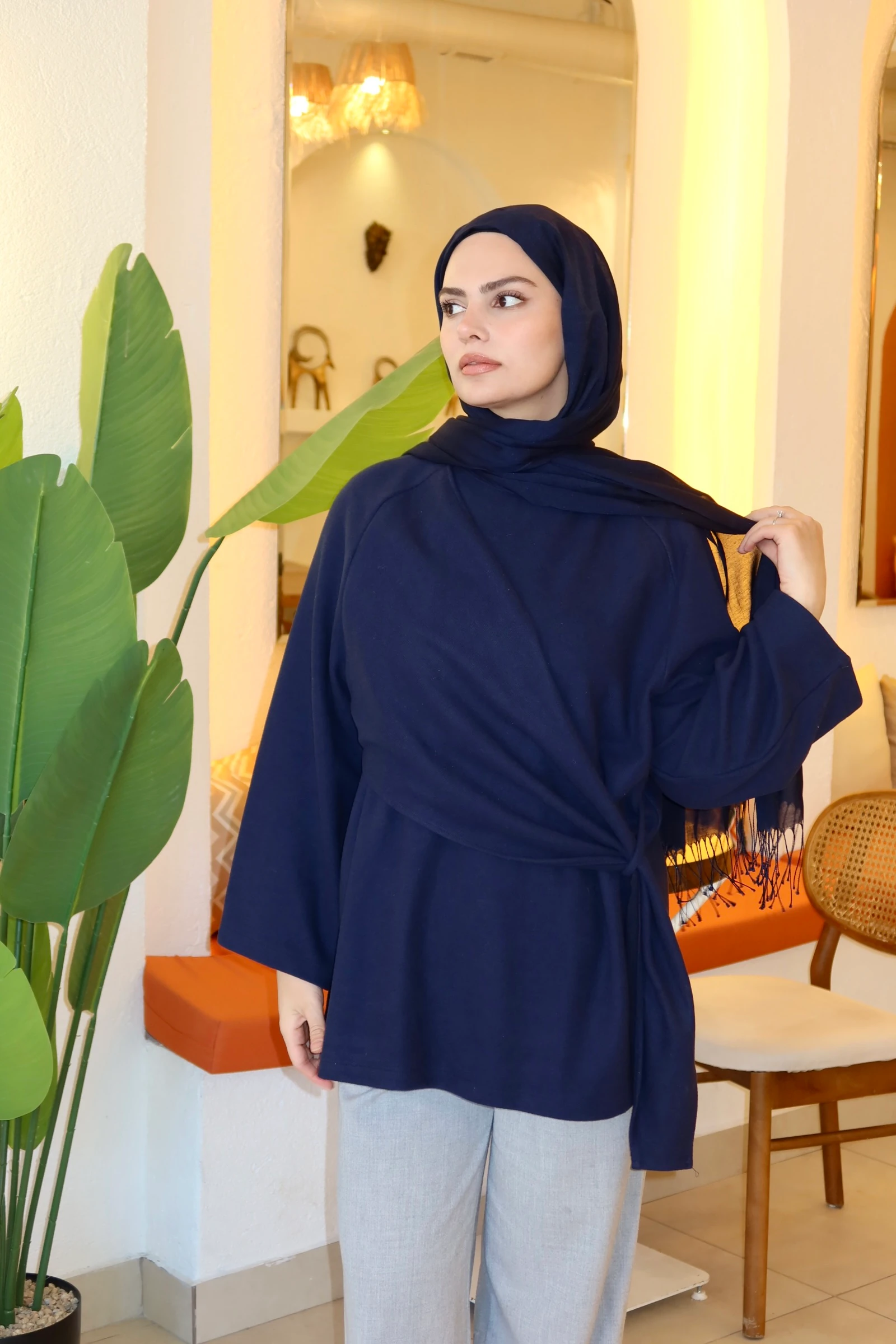 Siena Kuşaklı Kazak - LACİVERT