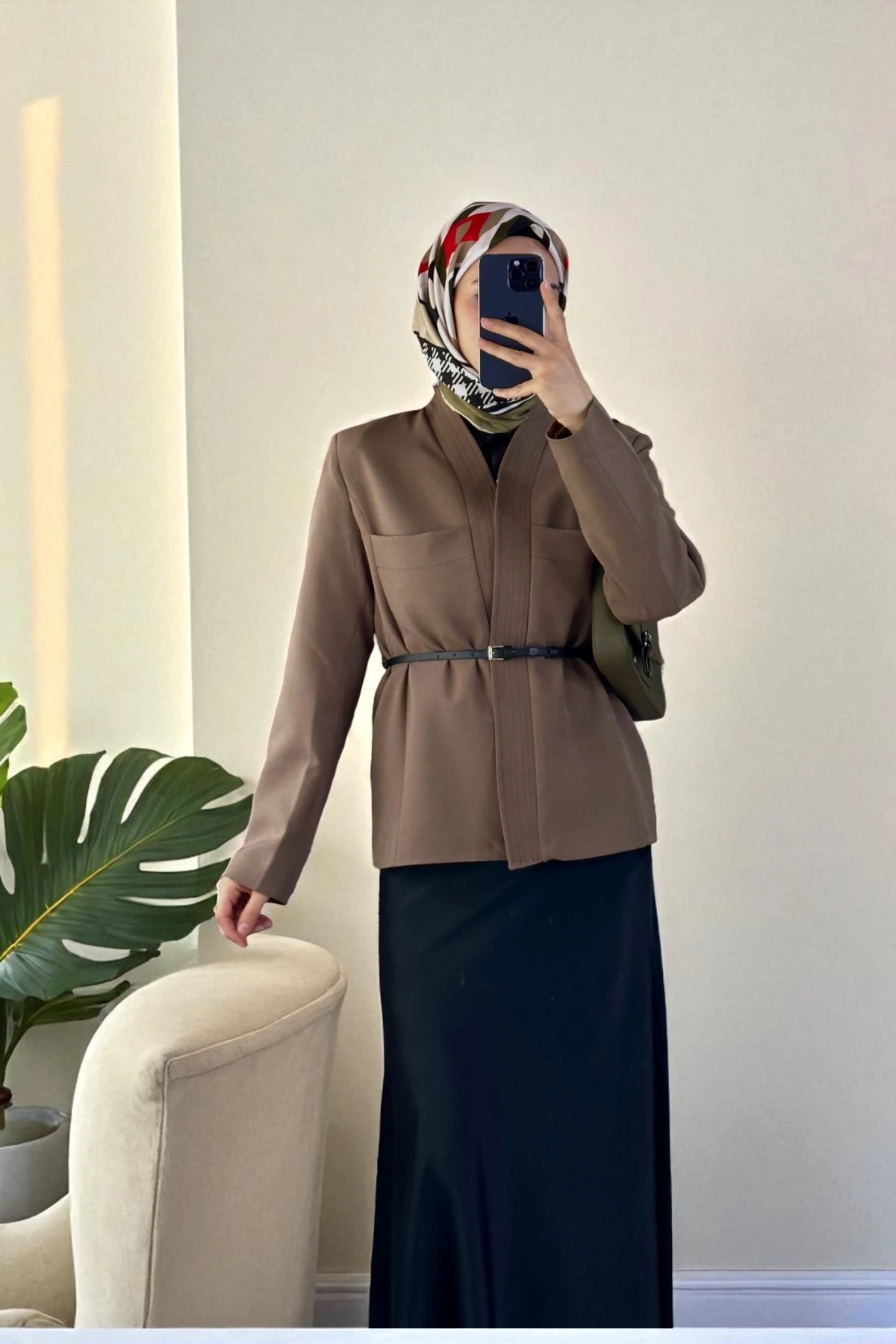 Andera Deri Kemer Detaylı Ceket - KOYU HAKİ