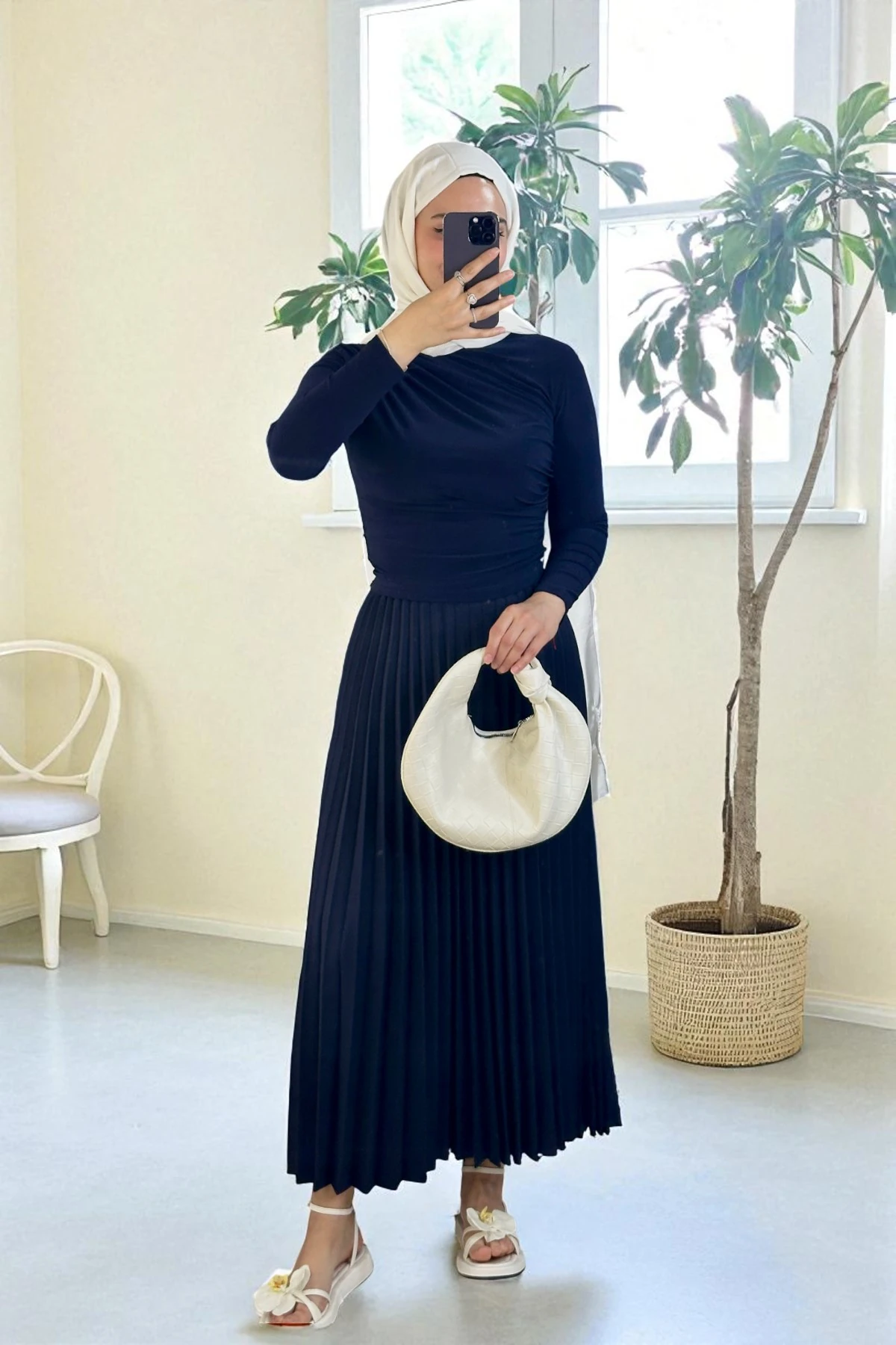 Pliseli Etek - LACİVERT