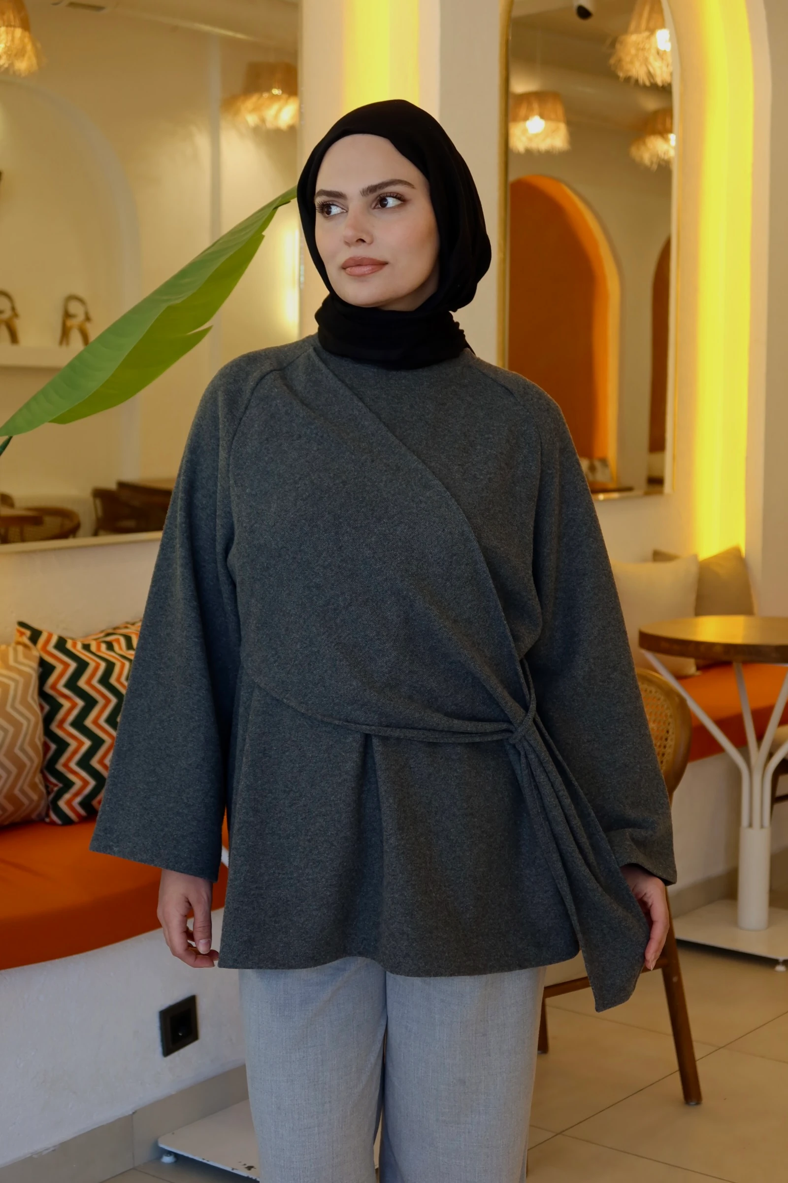 Siena Kuşaklı Kazak - ANTRASİT