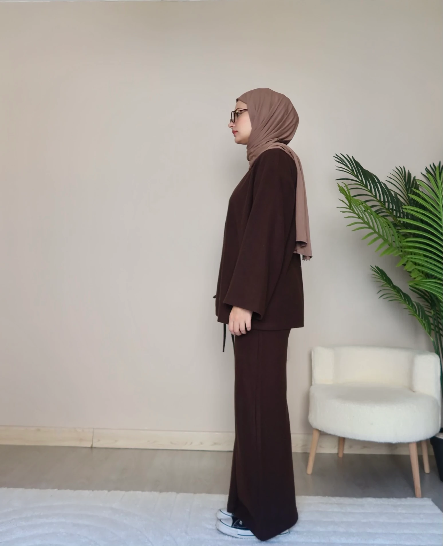 Büzgü Detaylı Takım - KAHVERENGİ