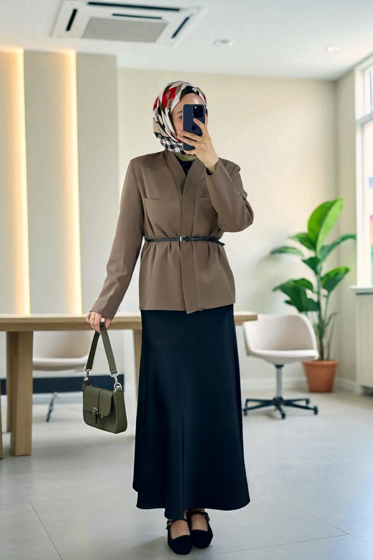 Andera Deri Kemer Detaylı Ceket - KOYU HAKİ