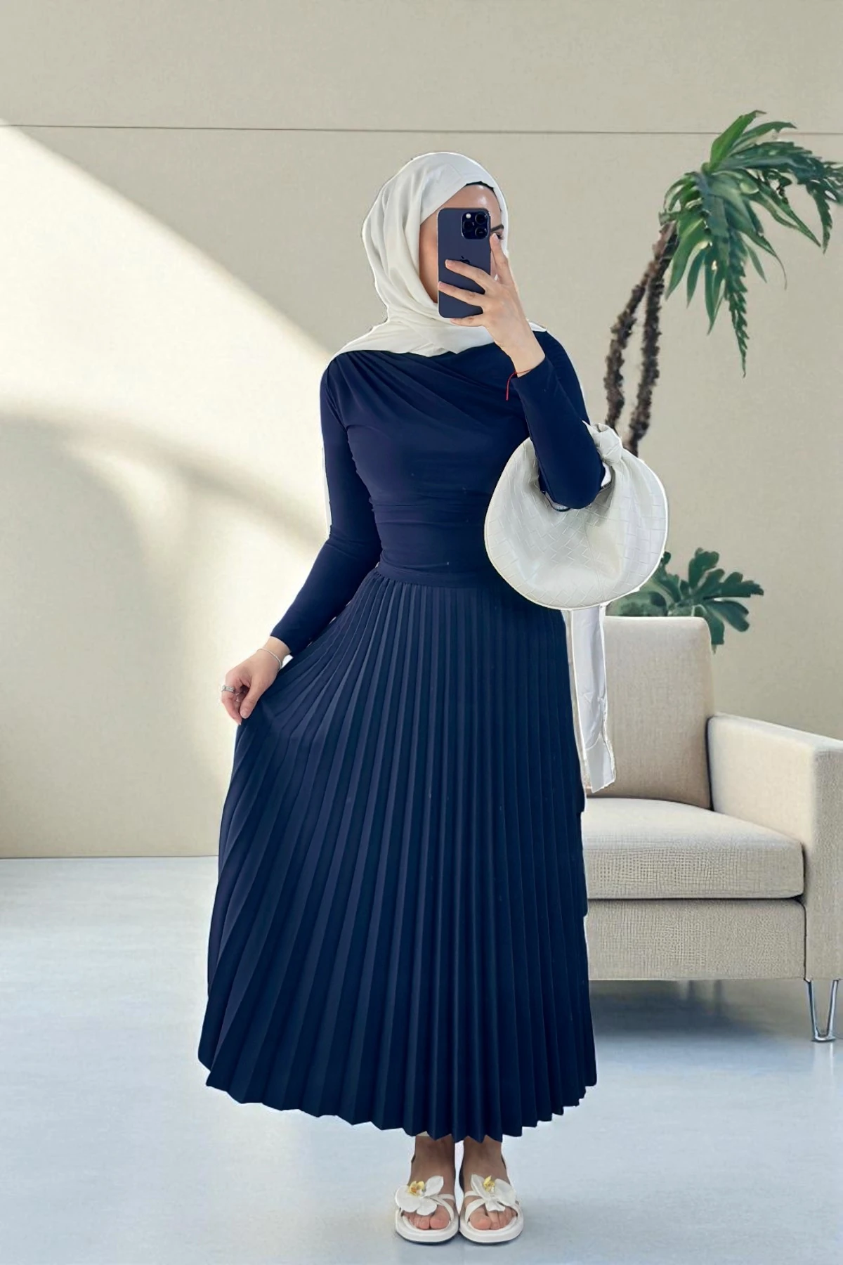 Pliseli Etek - LACİVERT