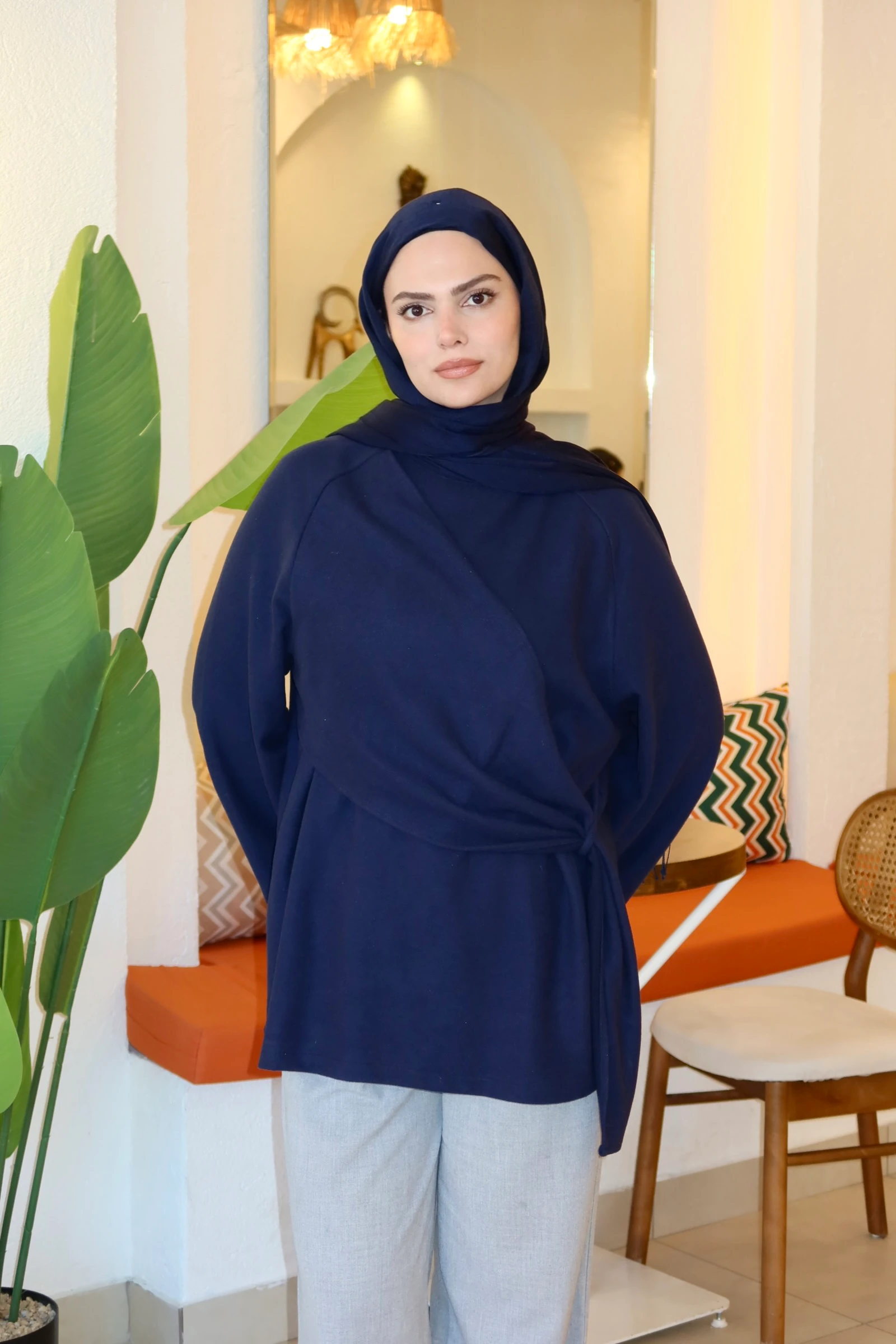 Siena Kuşaklı Kazak - LACİVERT