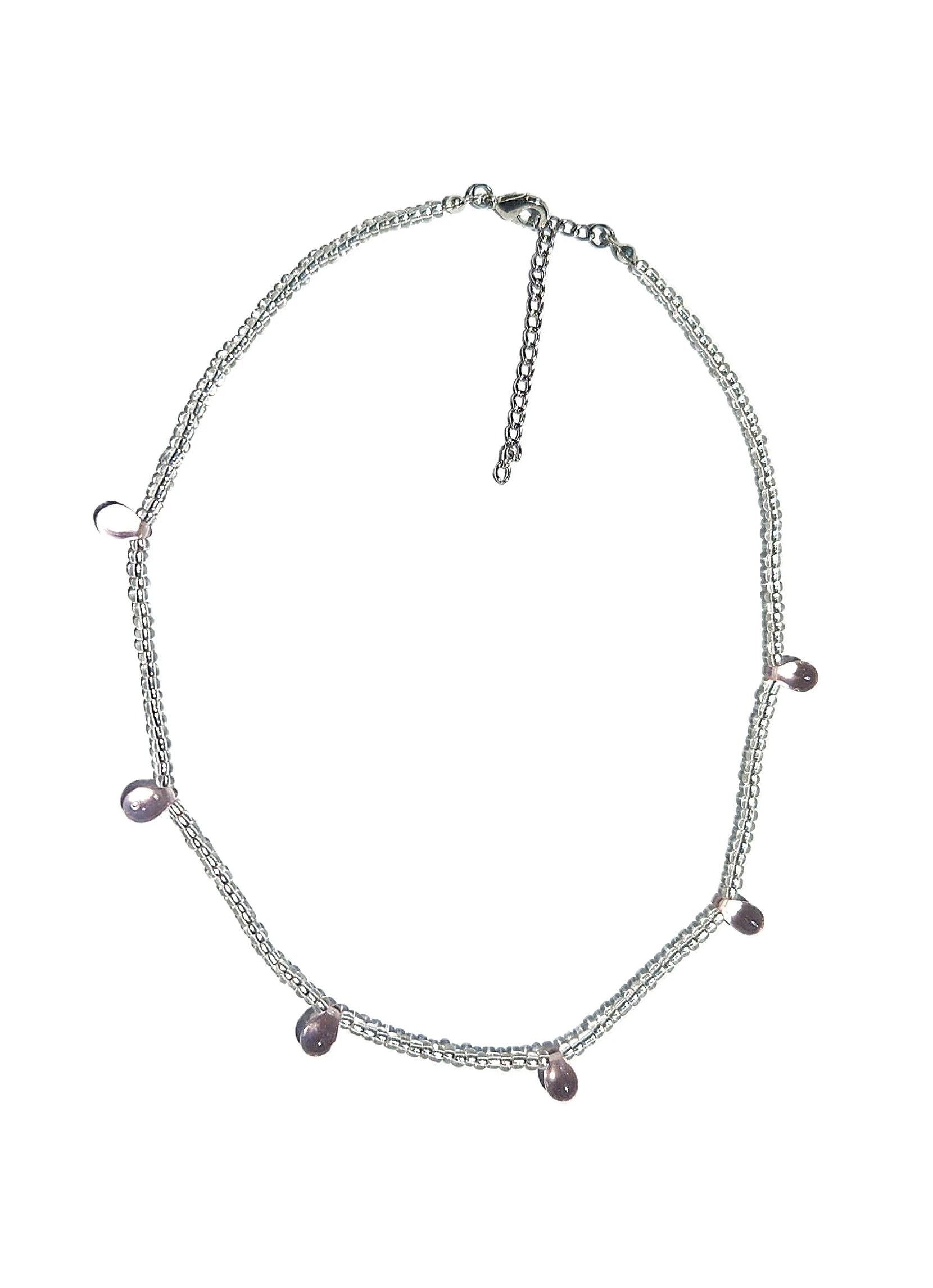 Rose Drop – Şeffaf Boncuklu Damla Taşlı Zarif Zincir Kolye