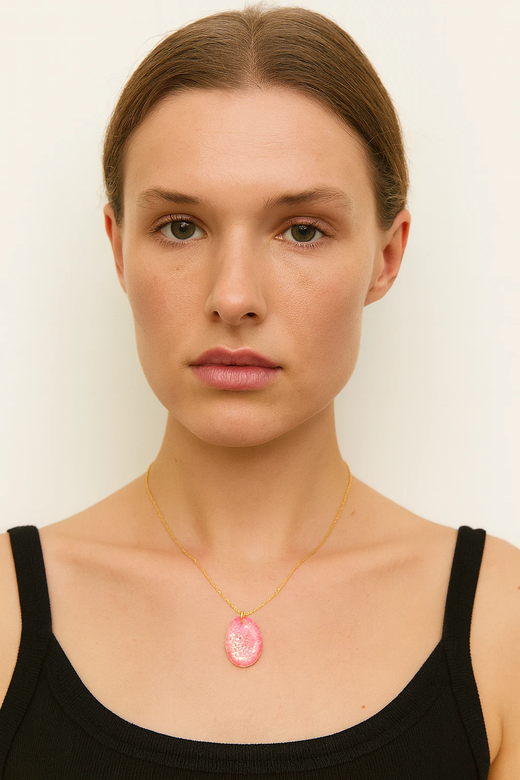 Parti Pembe Işıltılı Epoksi Kolye 