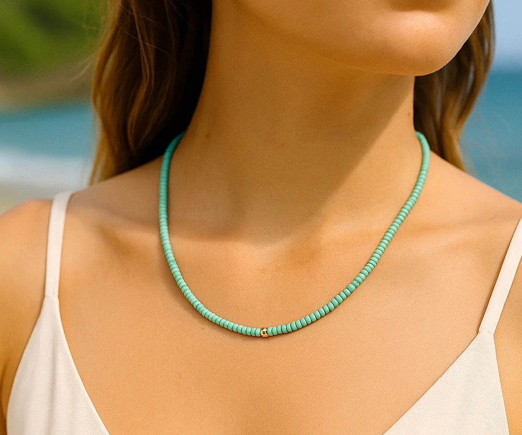 Aqua Calm – Minimalist Turkuaz Tasarım Kolye