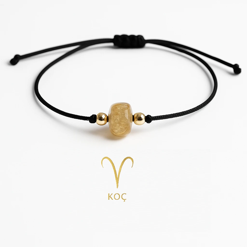 Koç Burcu Doğal Taş Bileklik – Ametist, Akuamarin ve Sitrin Enerji Kombinasyonu