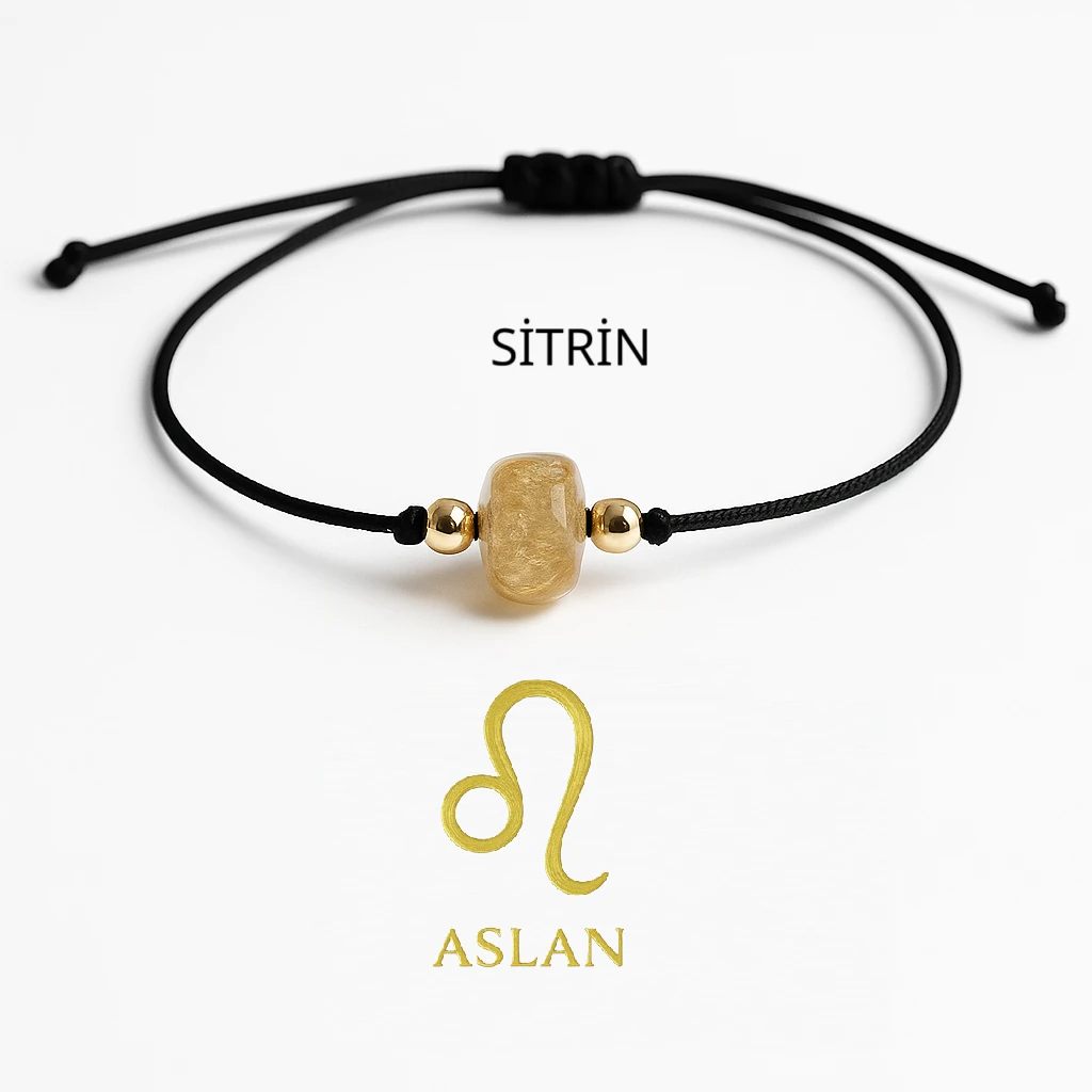 Aslan Burcu Doğal Taş Bileklik – Gül Kuvars, Sitrin, Ametist Enerji Kombinasyonu