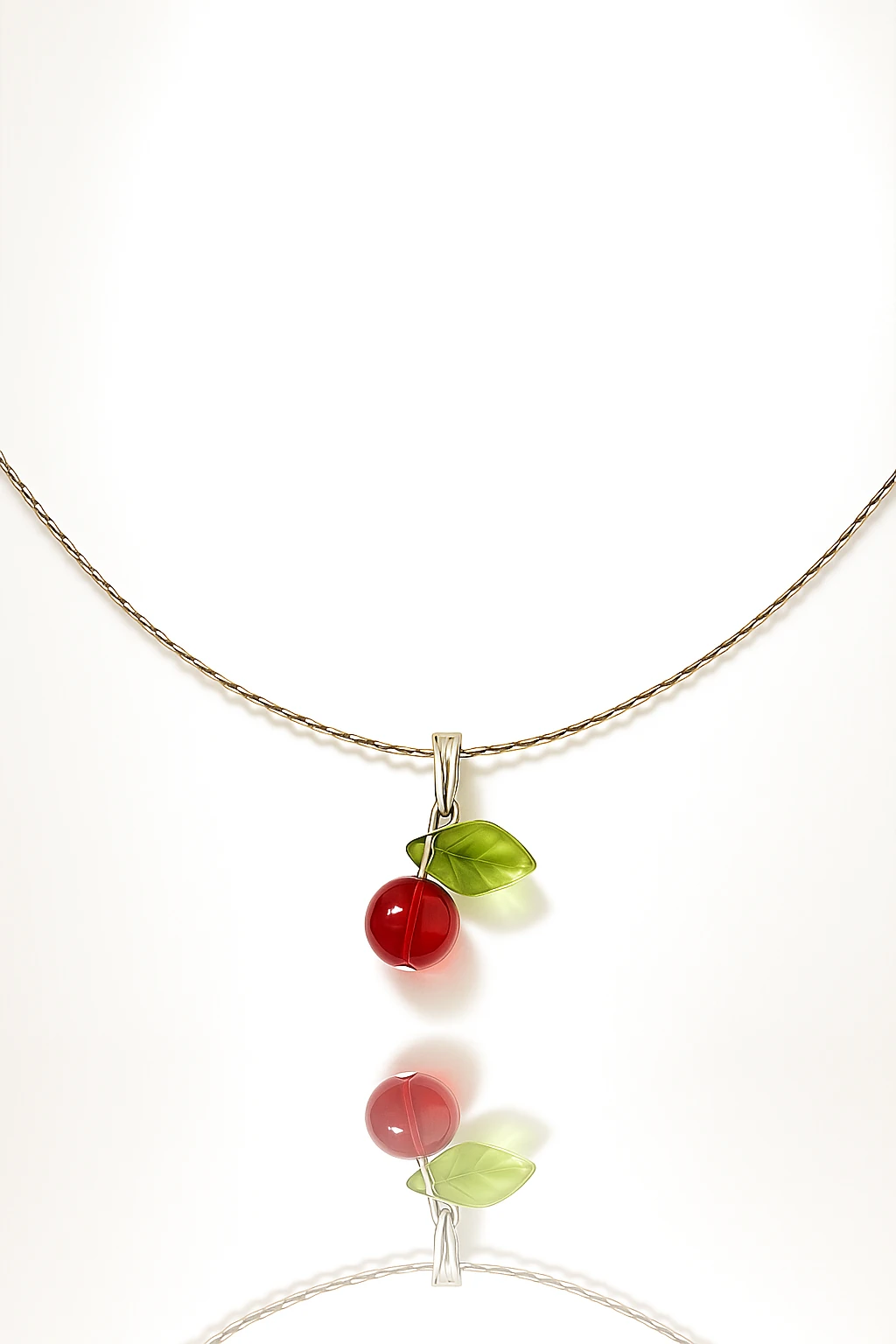 Kırmızı Işıltı Kiraz Kolye - Özel Cam Boncuklu