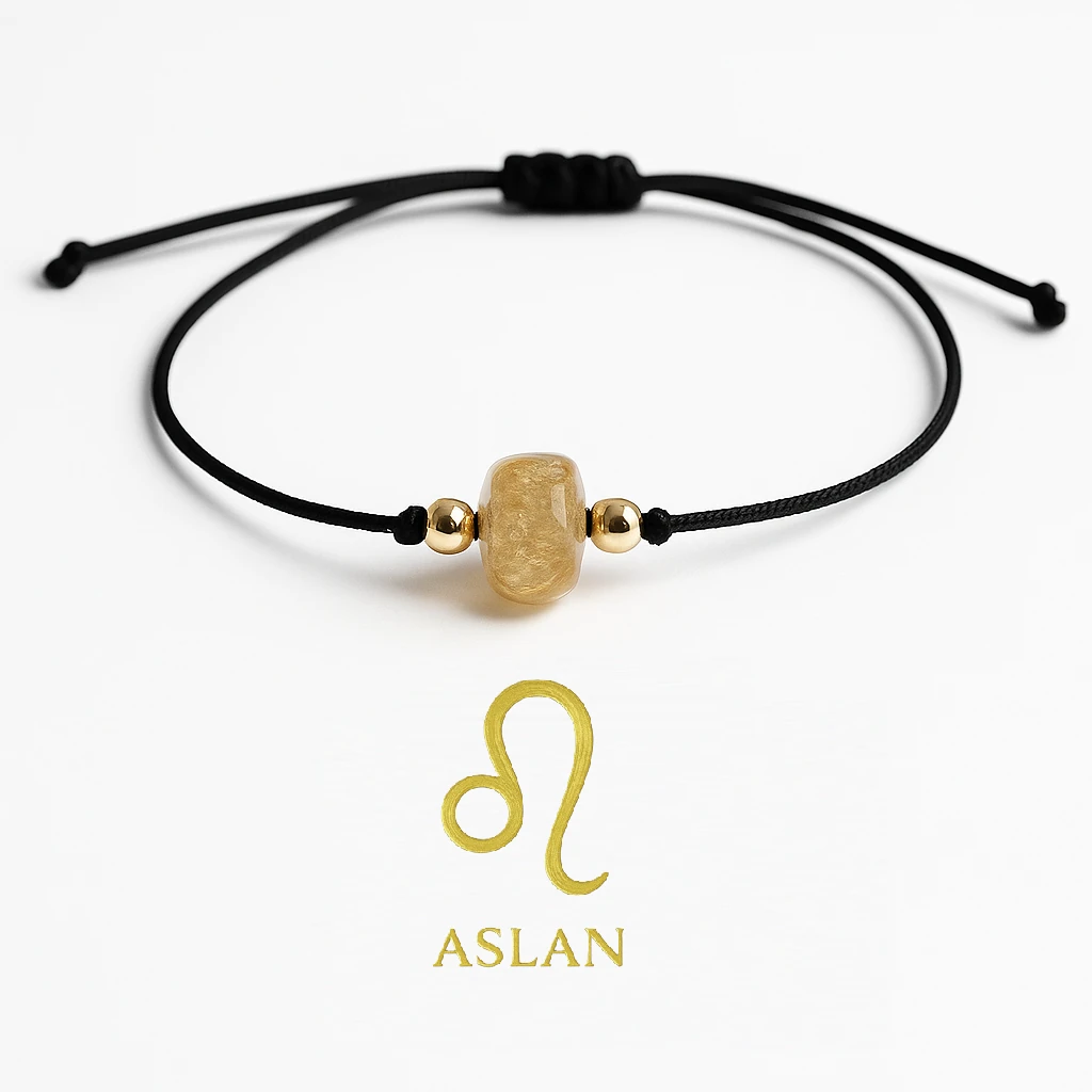 Aslan Burcu Doğal Taş Bileklik – Gül Kuvars, Sitrin, Ametist Enerji Kombinasyonu