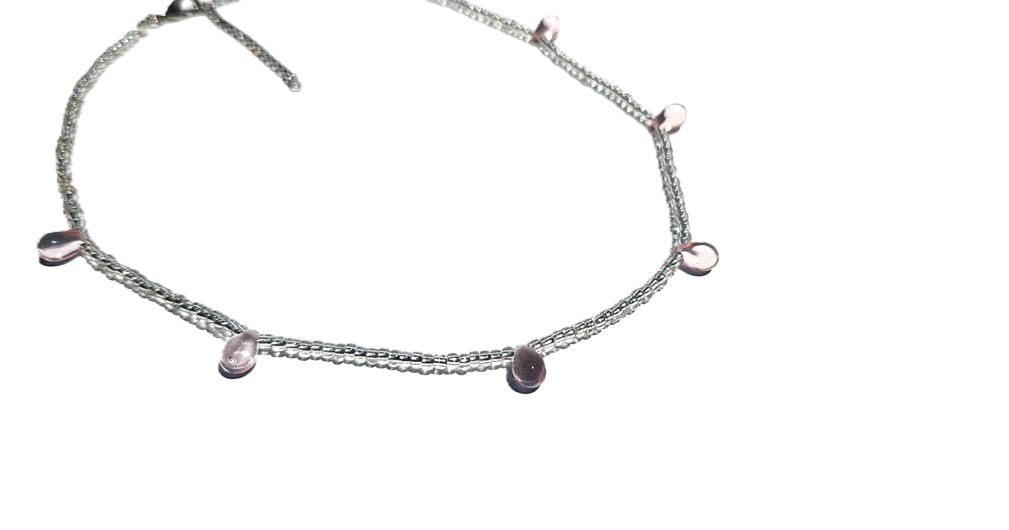 Rose Drop – Şeffaf Boncuklu Damla Taşlı Zarif Zincir Kolye