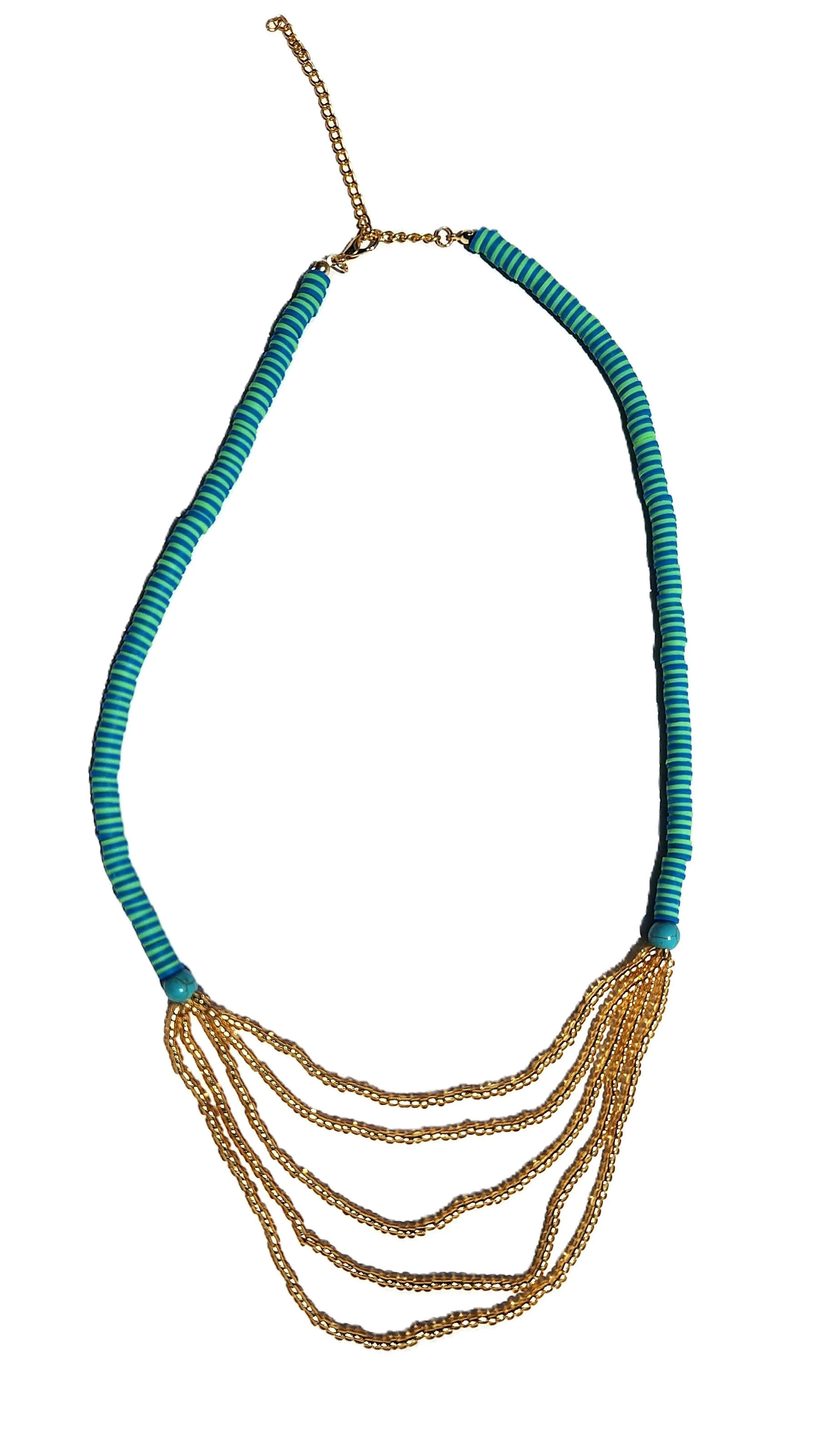 Altın Dalgalar – Turkuaz Boncuklu Bohem Kolye