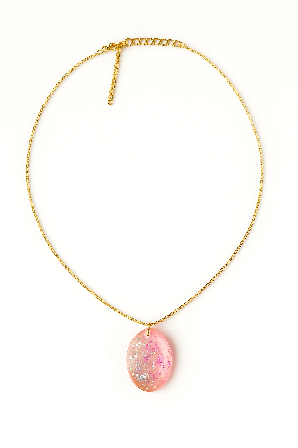 Parti Pembe Işıltılı Epoksi Kolye 