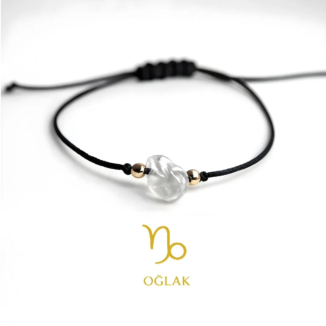 Oğlak Burcu Doğal Taş Bileklik – Obsidyen, Kristal Kuvars, Ametist Enerji Kombinasyonu