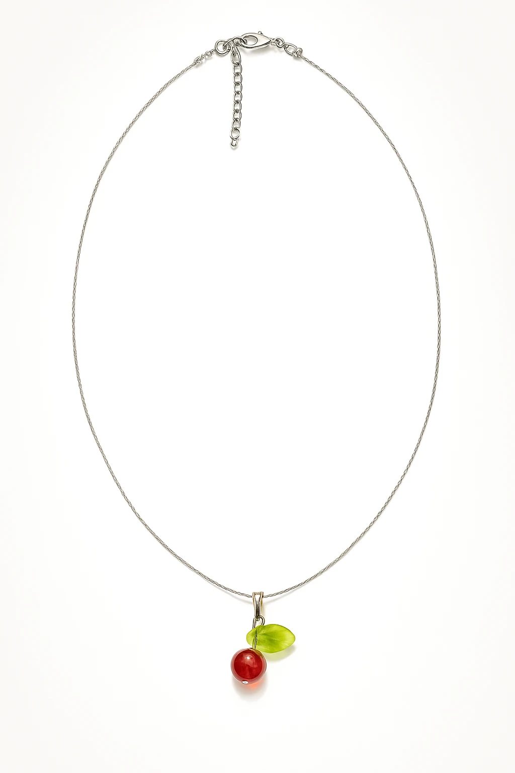 Kırmızı Işıltı Kiraz Kolye - Özel Cam Boncuklu