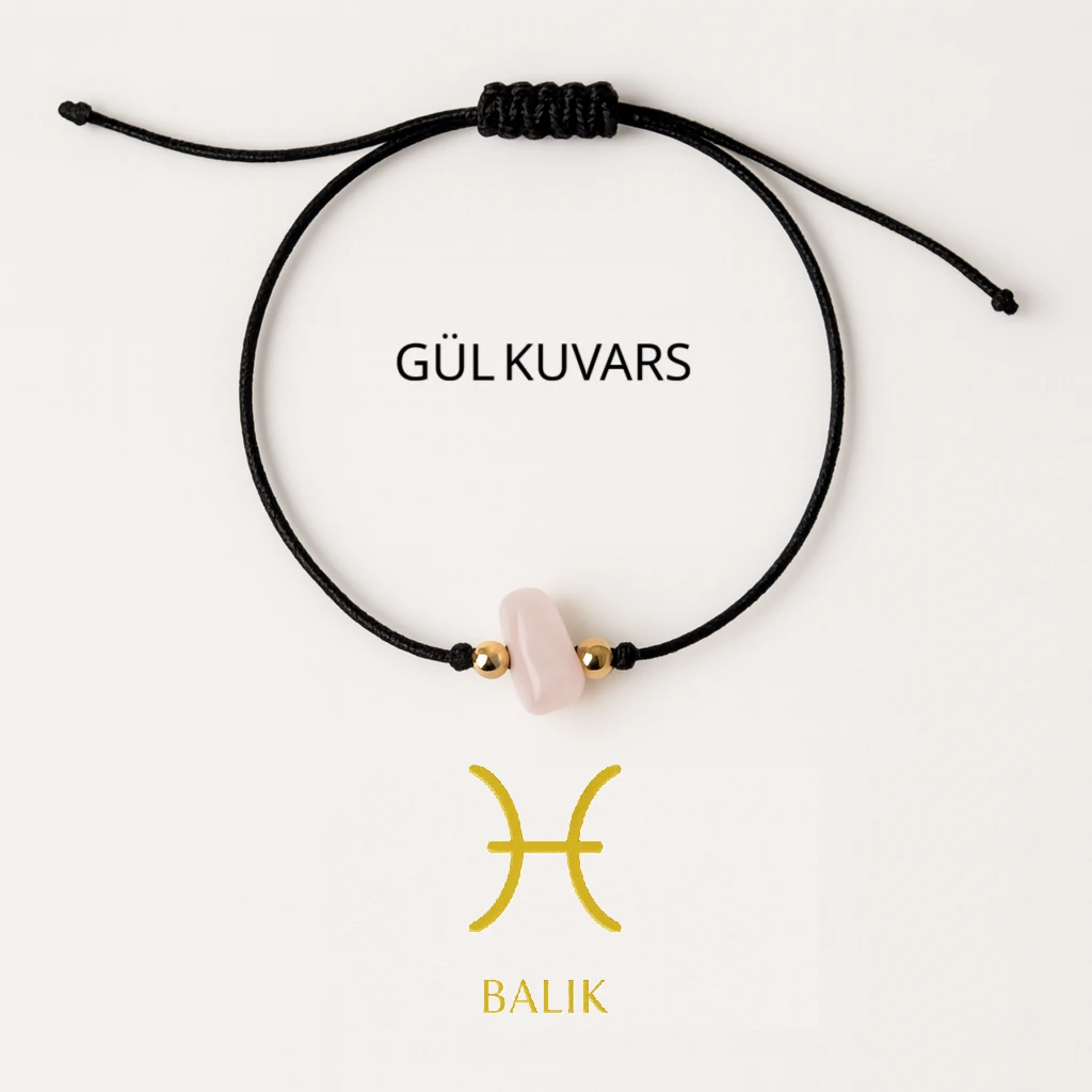 Balık Burcu Doğal Taş Bileklik – Aytaşı, Ametist, Akuamarin, Gül Kuvars Enerji Kombinasyonu